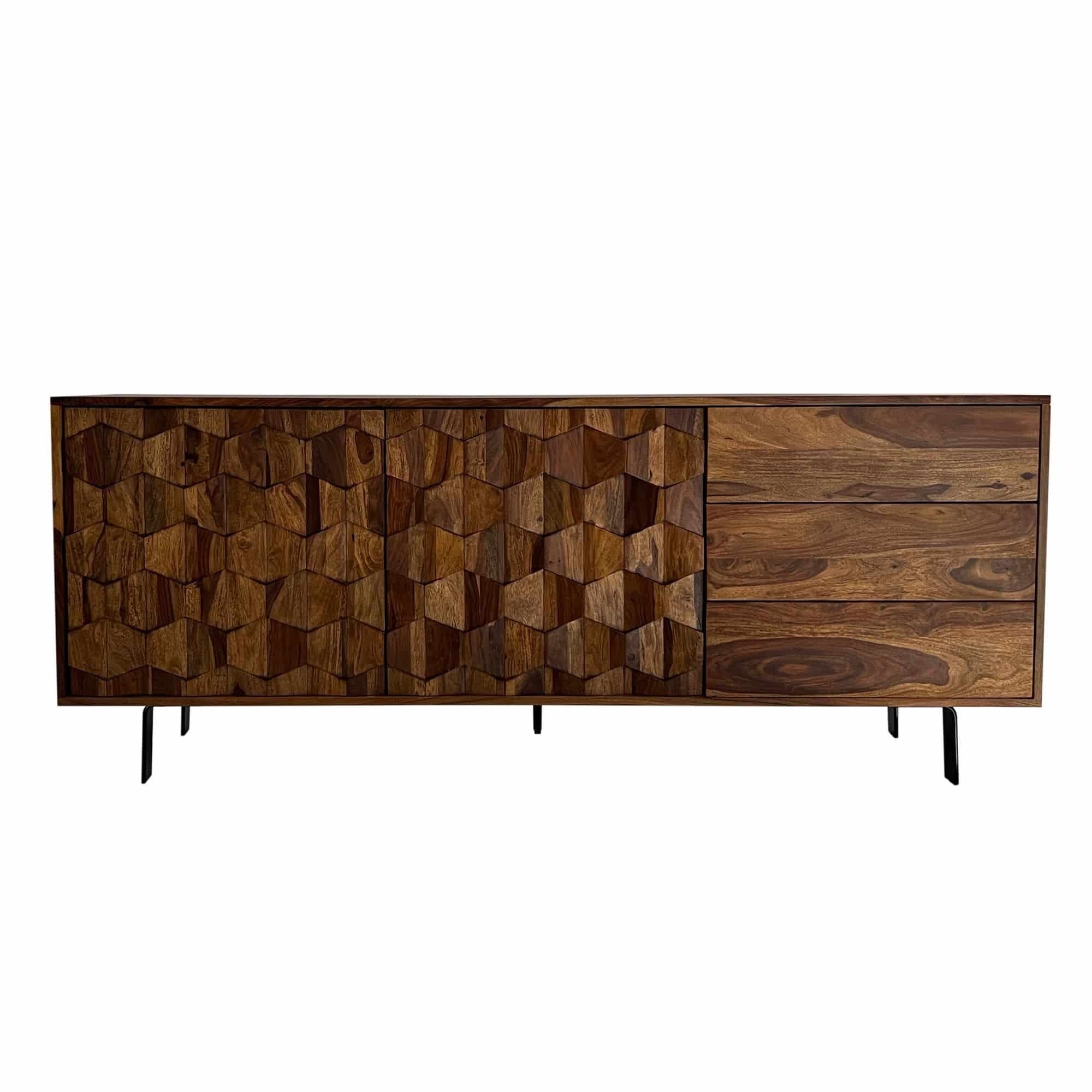Sideboard Sheesham Massivholz 175 cm – Kommode mit Türen & Schubladen – Anrichte im Loft Industrial Design mit schwarzem Metallgestell – Wohnzimmer & Esszimmer Stauraum Sideboard Sheesham Massivholz 175 cm – Kommode mit Türen & Schubladen – Anrichte im Loft Industrial Design mit schwarzem Metallgestell – Wohnzimmer & Esszimmer Stauraum