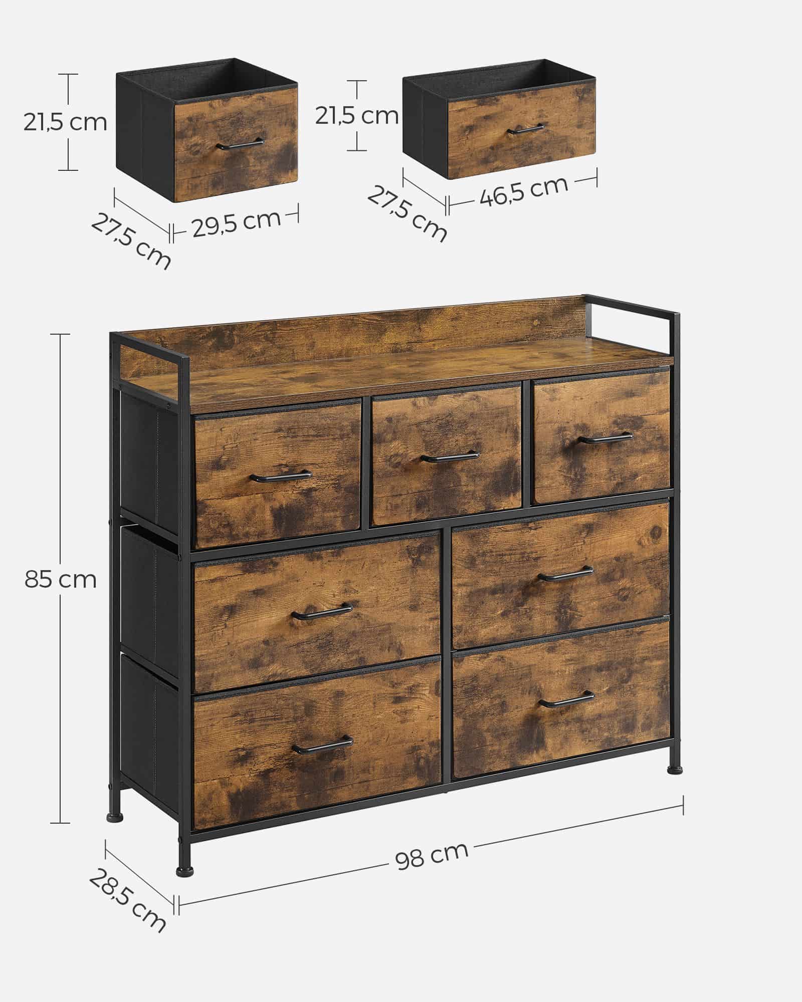 Industrie-Design Kommode mit 7 Stoffschubladen-B34LTS137B01 Industrie-Design Kommode mit 7 Stoffschubladen-B34LTS137B01