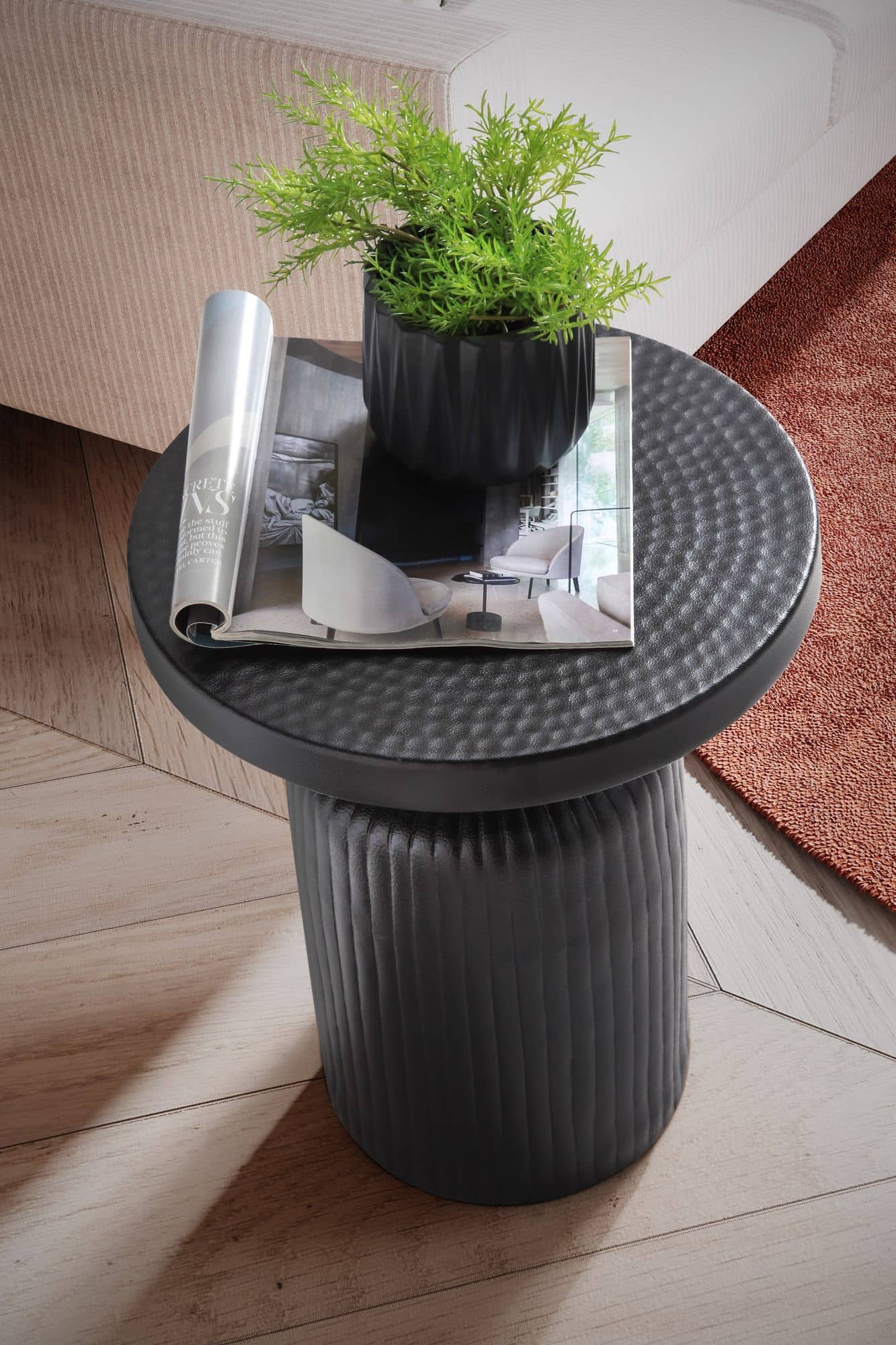 Beistelltisch 40x40x50 cm Metall Schwarz Anstelltisch Rund