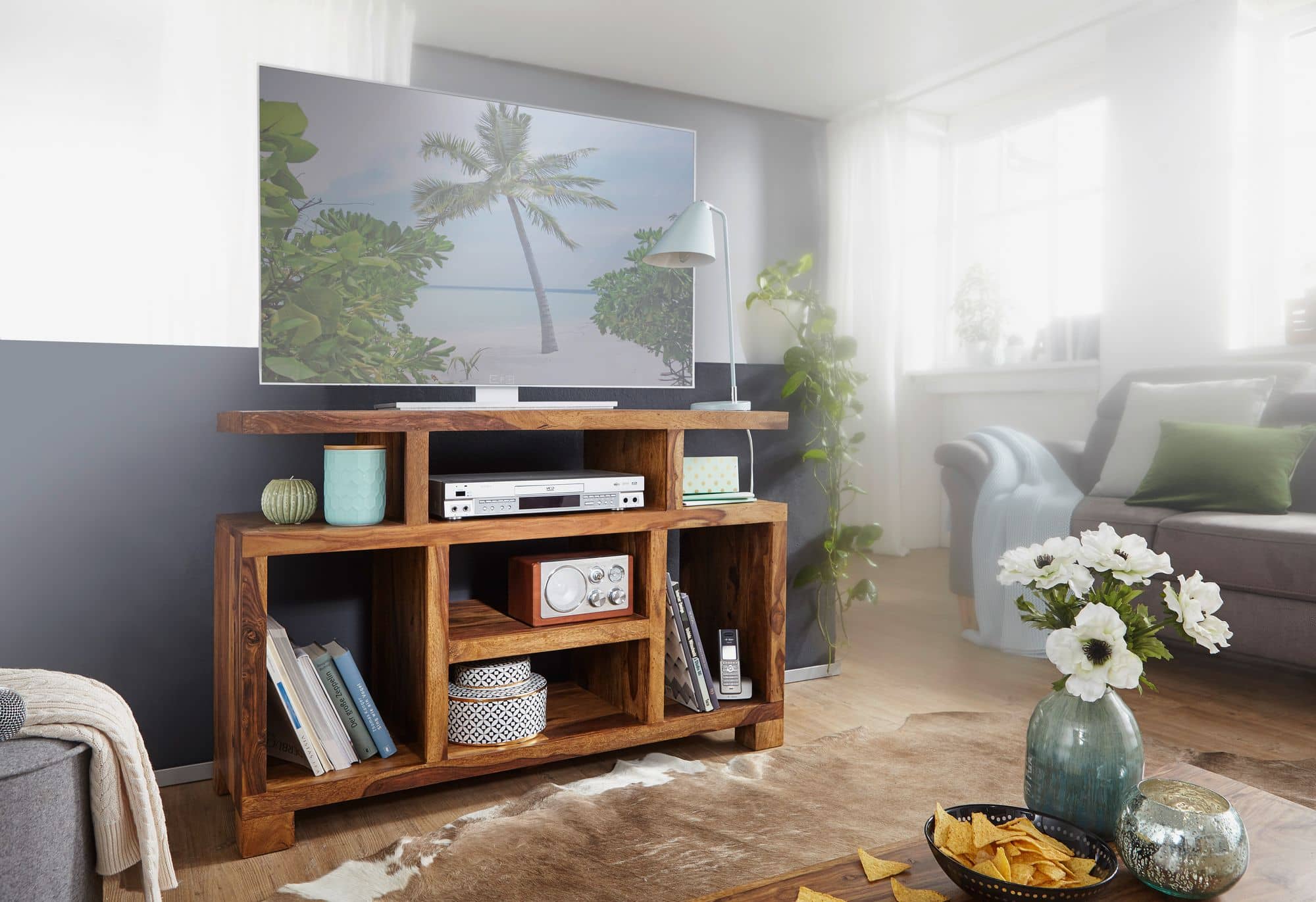 Sideboard Sheesham Massivholz 115 x 76 x 40 cm Landhaus-Stil Sideboard Sheesham Massivholz 115 x 76 x 40 cm Landhaus-Stil