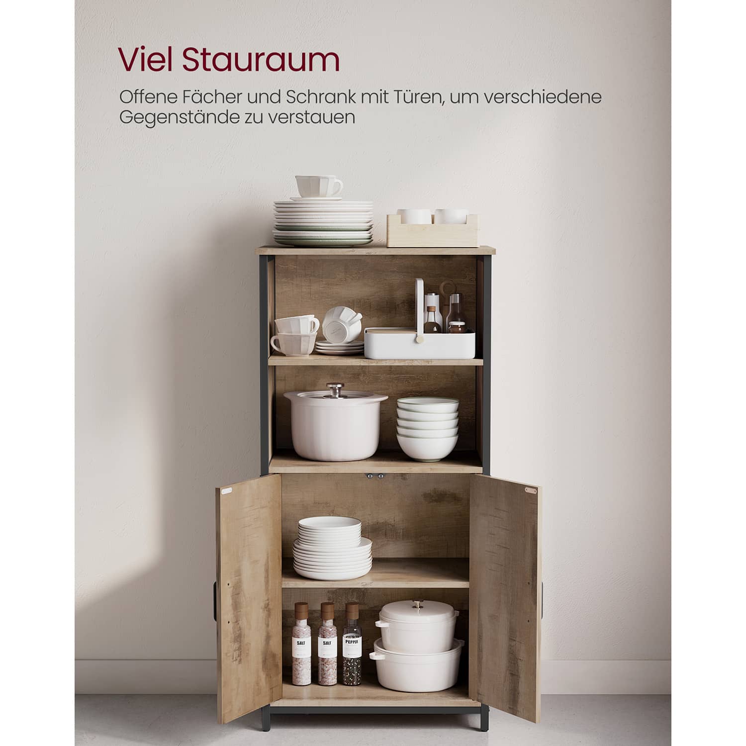 Küchenschrank mit verstellbaren Ablagen eichenbraun-schwarz-LSC066B50 Küchenschrank mit verstellbaren Ablagen eichenbraun-schwarz-LSC066B50