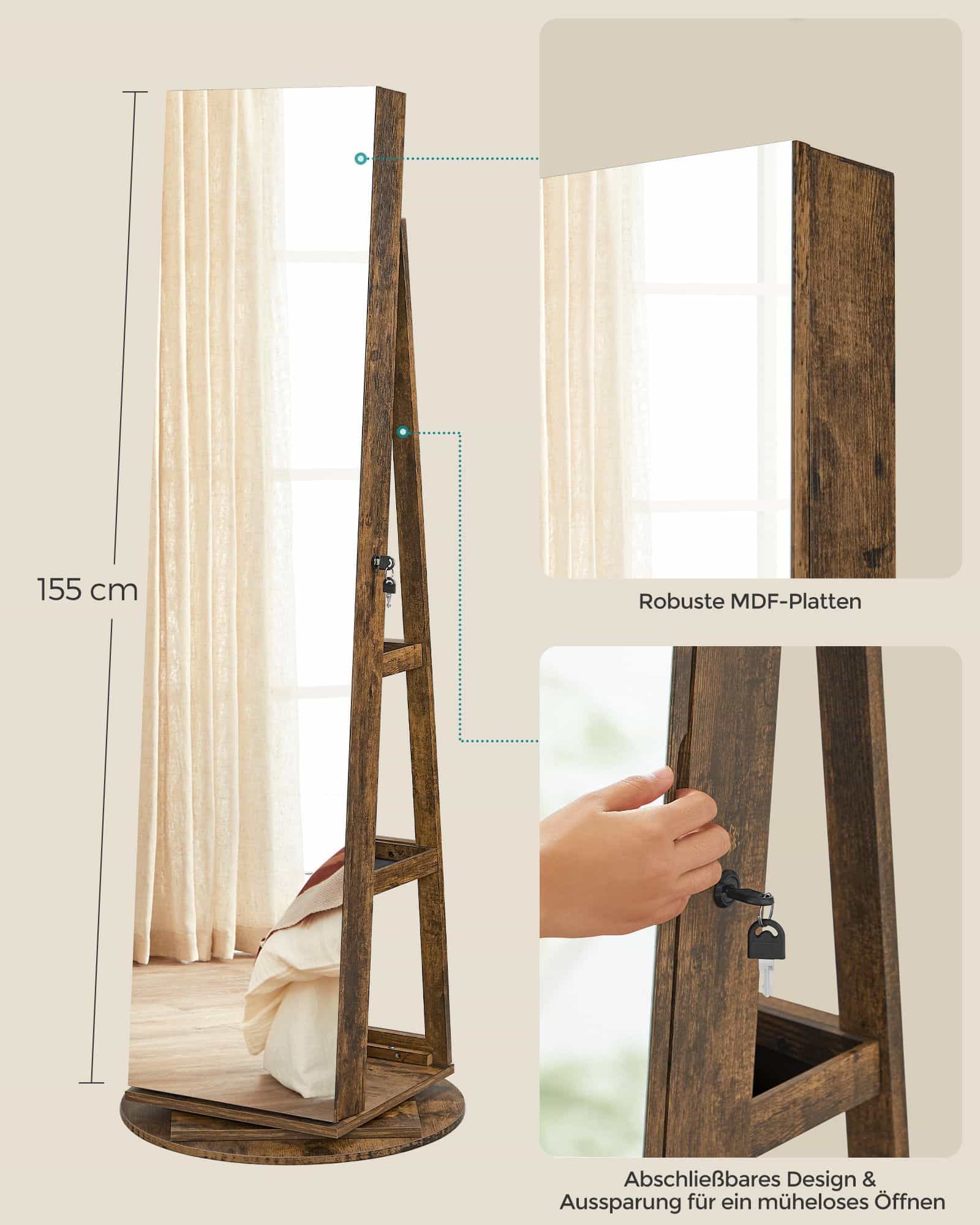 Schmuckschrank, Spiegelschrank, mit rahmenlosem Ganzkörperspiegel Schmuckschrank, Spiegelschrank, mit rahmenlosem Ganzkörperspiegel