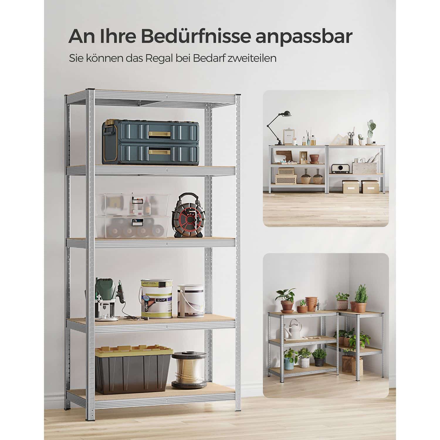 Lagerregale 2er Set, 200 x 100 x 50 cm silbern-B34GLR050E02 Lagerregale 2er Set, 200 x 100 x 50 cm silbern-B34GLR050E02