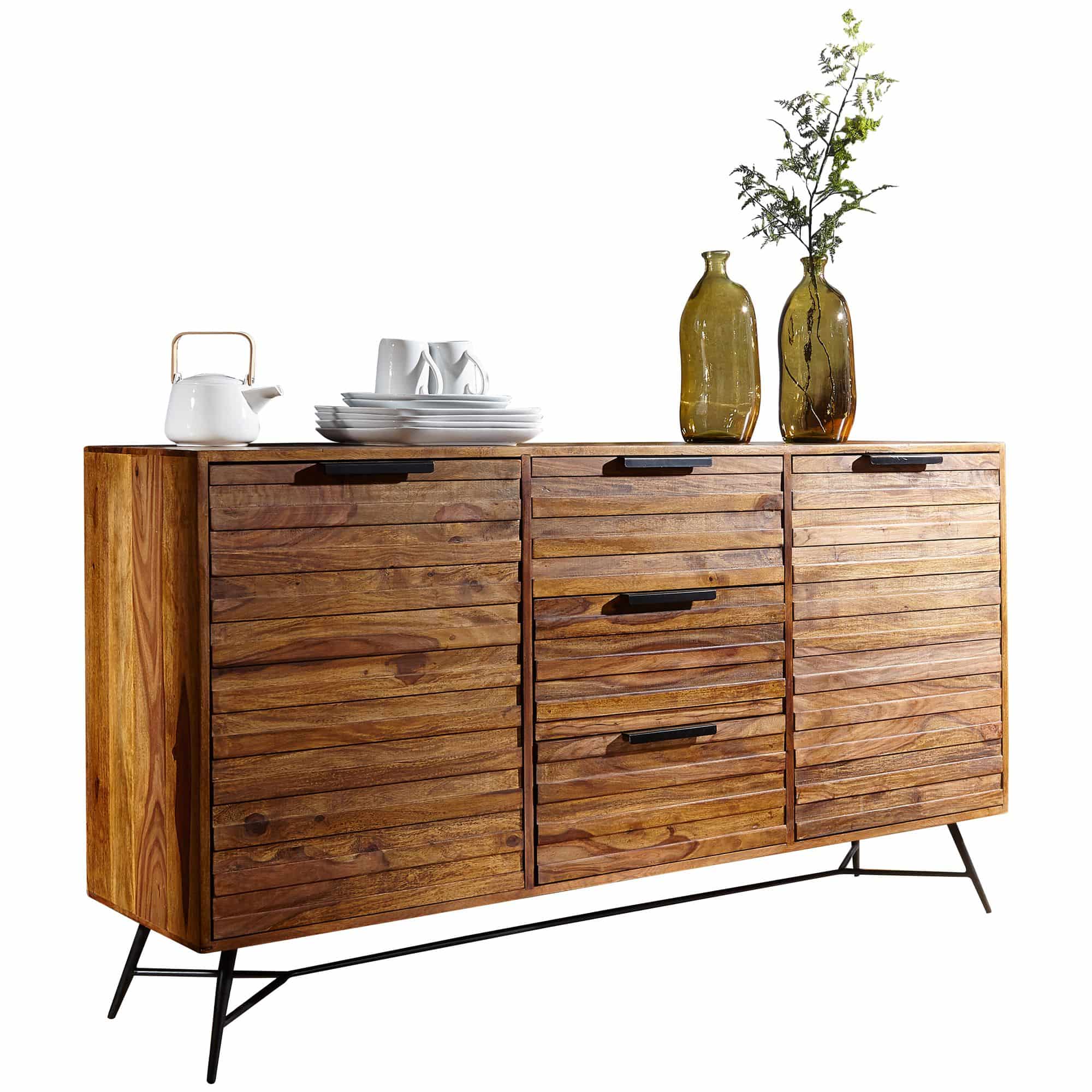 Design Sideboard NISHAN 160 x 40 x 88 cm Sheesham Massiv Holz Design Sideboard NISHAN 160 x 40 x 88 cm Sheesham Massiv Holz