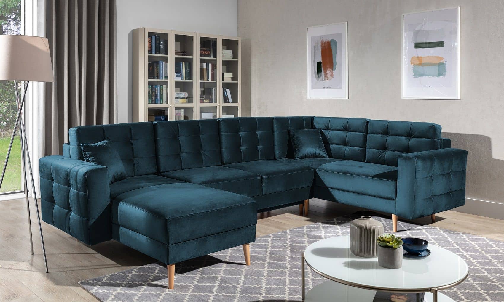 Wohnlandschaft Asgard U Dunkelblau – Sofa mit Schlaffunktion | beidseitig montierbar Wohnlandschaft Asgard U Dunkelblau – Sofa mit Schlaffunktion | beidseitig montierbar