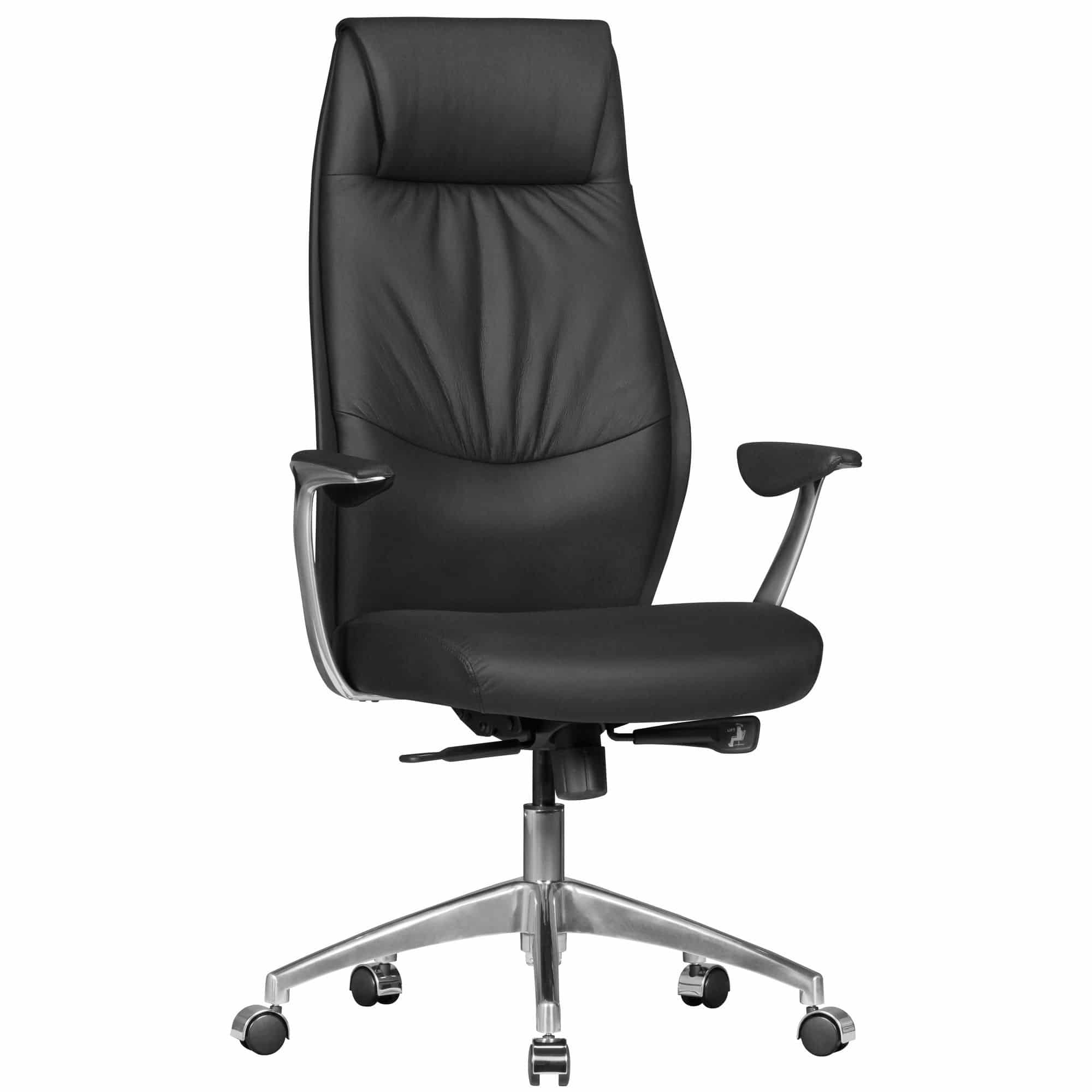 Bürostuhl Echtleder Schwarz Schreibtischstuhl X-XL 120kg Synchronmechanik Chefsessel Kopfstütze hoch Bürostuhl Echtleder Schwarz Schreibtischstuhl X-XL 120kg Synchronmechanik Chefsessel Kopfstütze hoch