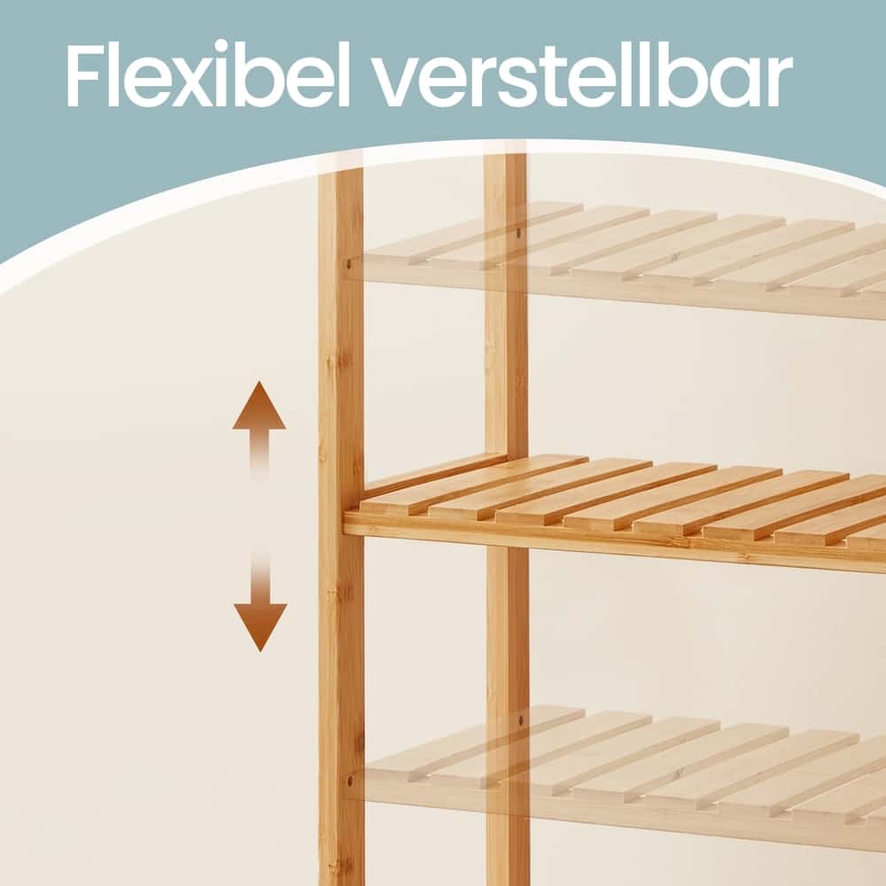 Schuhregal aus Bamboo, 6 Ebenen, Pflanzenständer