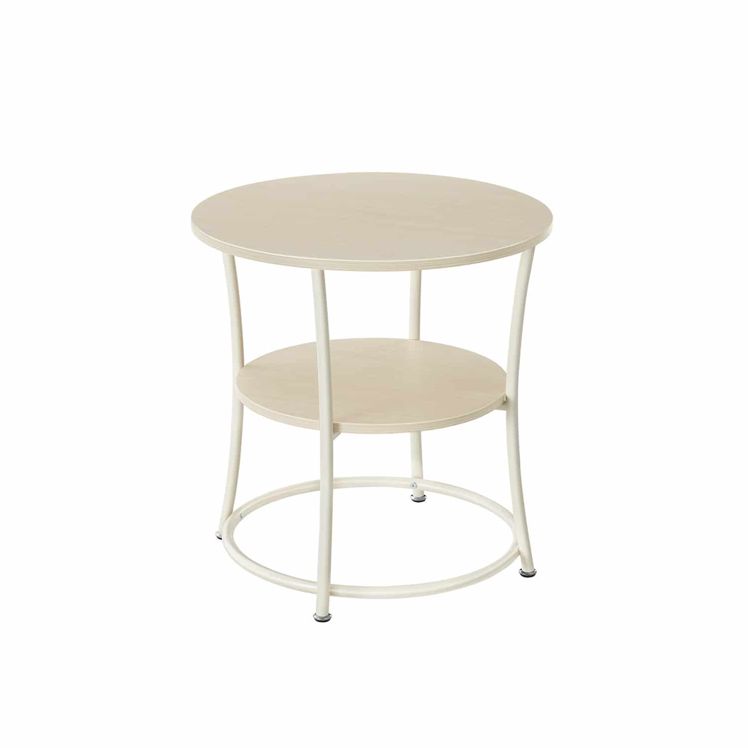 Beistelltisch mit 2 Ablagen und Stahlrahmen naturbeige Beistelltisch mit 2 Ablagen und Stahlrahmen naturbeige