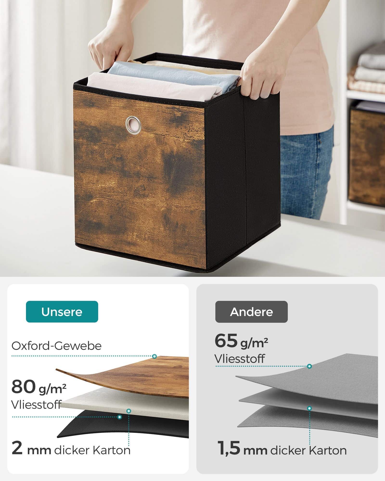 Aufbewahrungsbox 6er Set faltbar 26 x 26 x 28 cm-RFB126B01