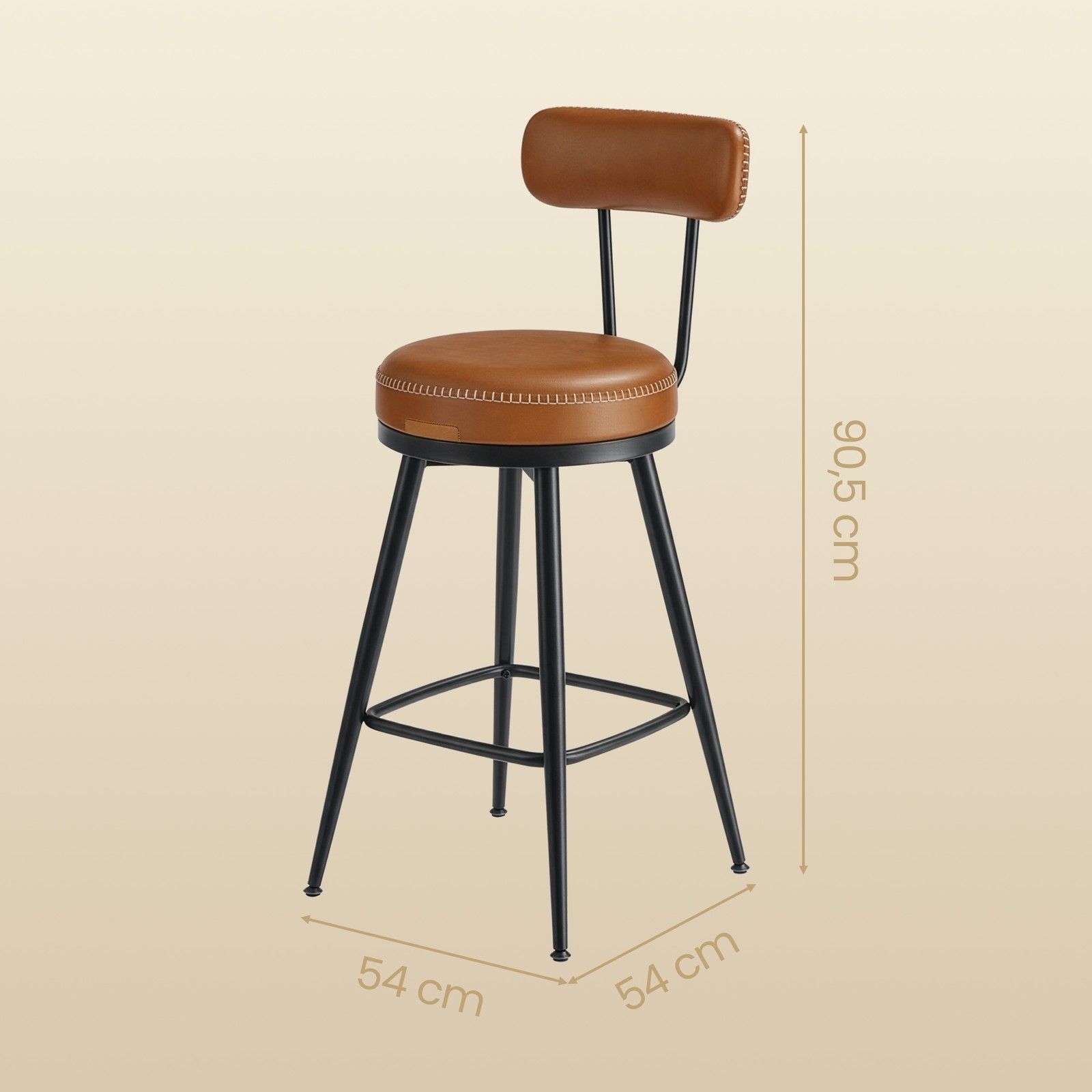 Barhocker 2er Set, hohe Drehhocker mit Rückenlehne, Kunstleder Barhocker 2er Set, hohe Drehhocker mit Rückenlehne, Kunstleder