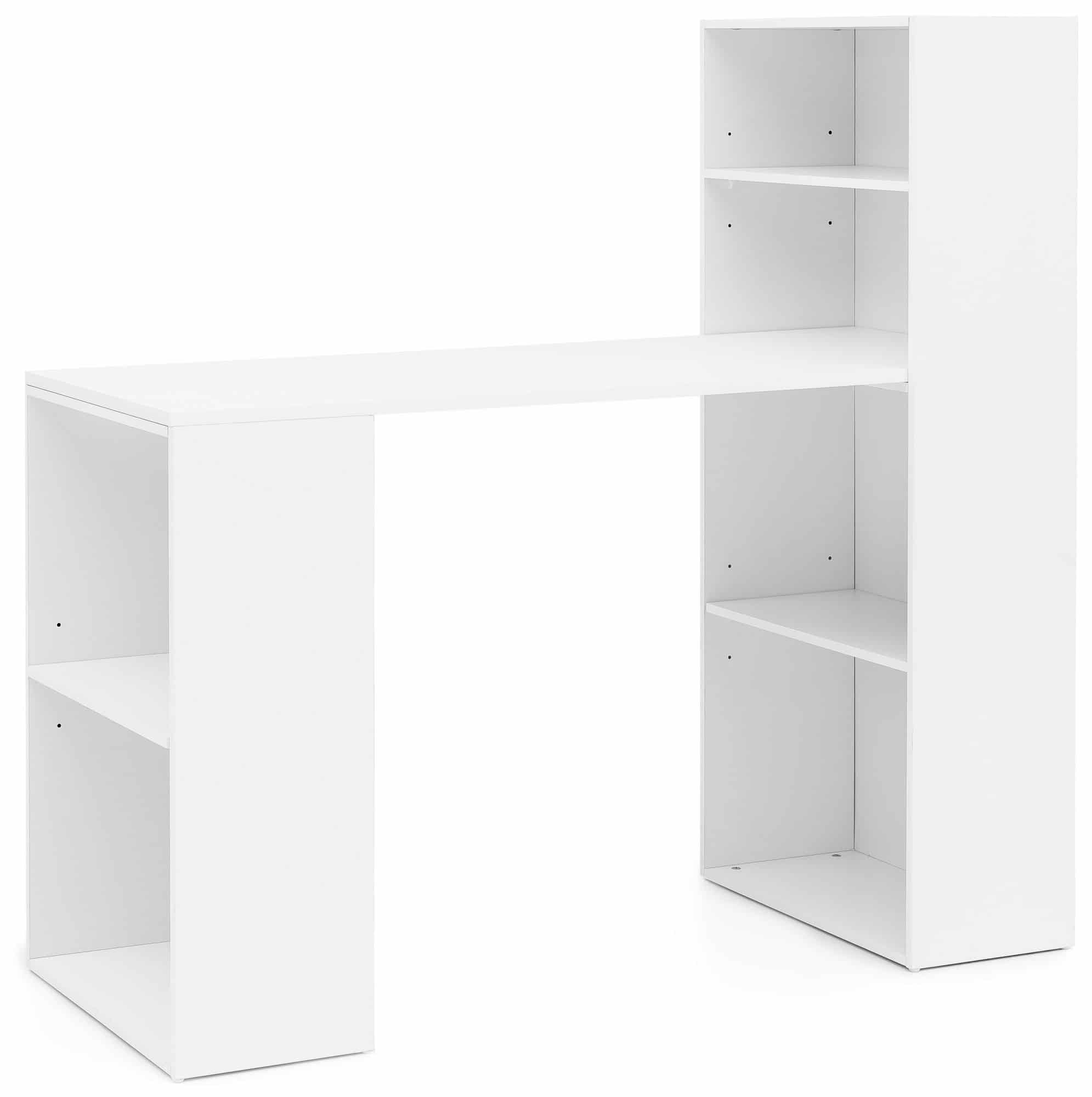 47461-WOHNLING-Schreibtisch-SAMSON-mit-Regal-120_11dbnf0jWyKMfQu Schreibtisch WL5.692 mit Regal 120 x 120 x 53 cm Weiß Matt Holz Modern