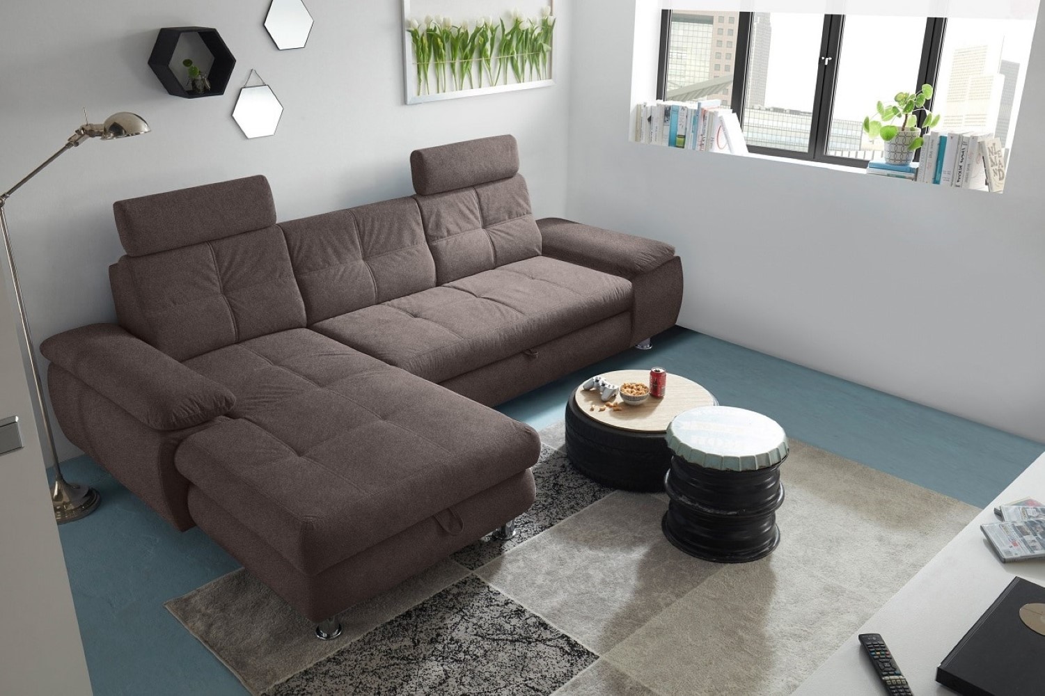 Ecksofa Alba von Ed Exciting Design – Stilvolles Sofa mit Stoff Brego, Schlaffunktion & Bettkasten, beidseitig bestellbar