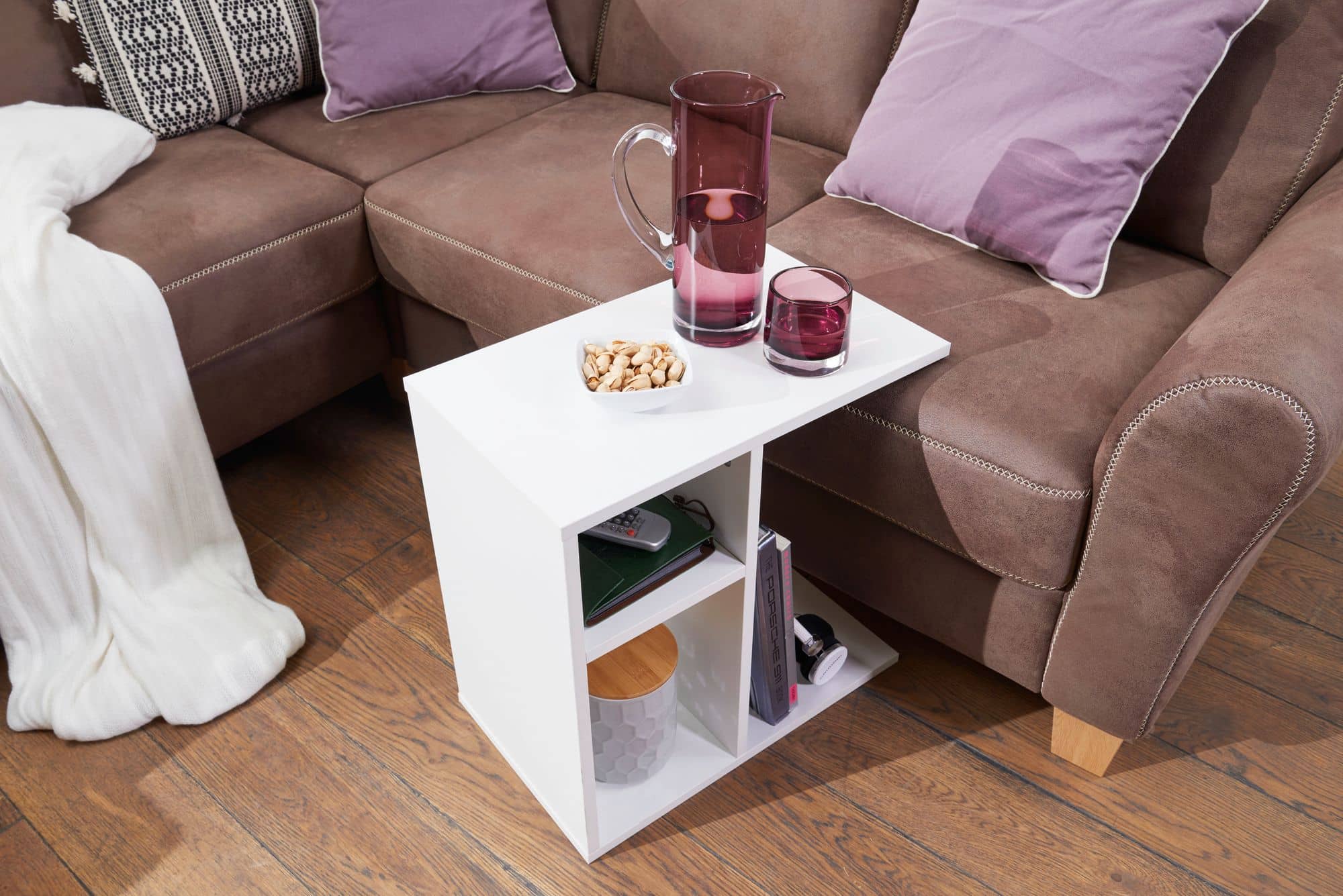 45973-WOHNLING-Beistelltisch-50x30x50-cm-Weiss-WL_4 Beistelltisch 50x50x30 cm Holz Weiß Design Anstelltisch Sofa