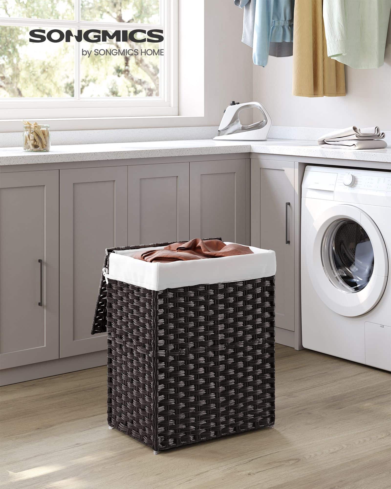 Wäschekorb aus Polyrattan Schwarz Wäschekorb aus Polyrattan Schwarz