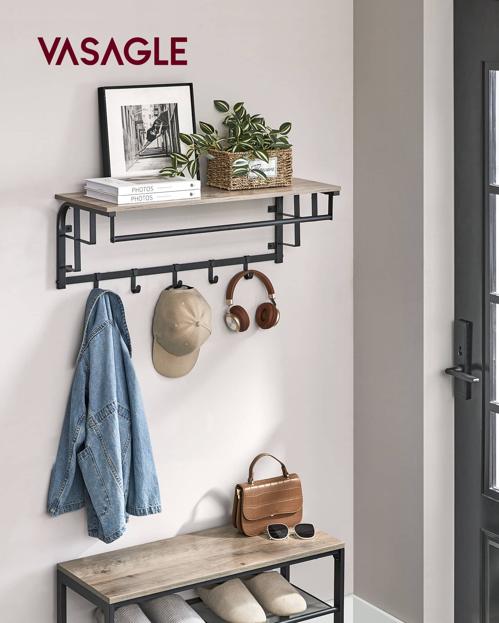 Wandgarderobe mit 5 Haken Wandgarderobe mit 5 Haken