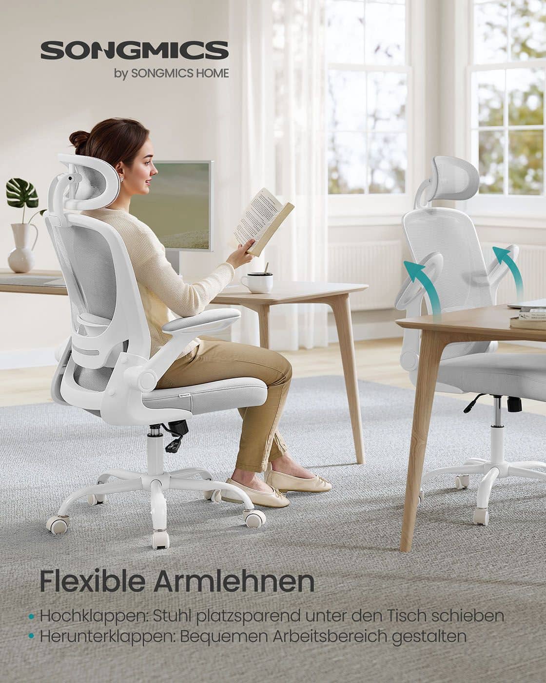 Bürostuhl ergonomisch mit Mesh und Kopfstütze taubengrau Bürostuhl ergonomisch mit Mesh und Kopfstütze taubengrau