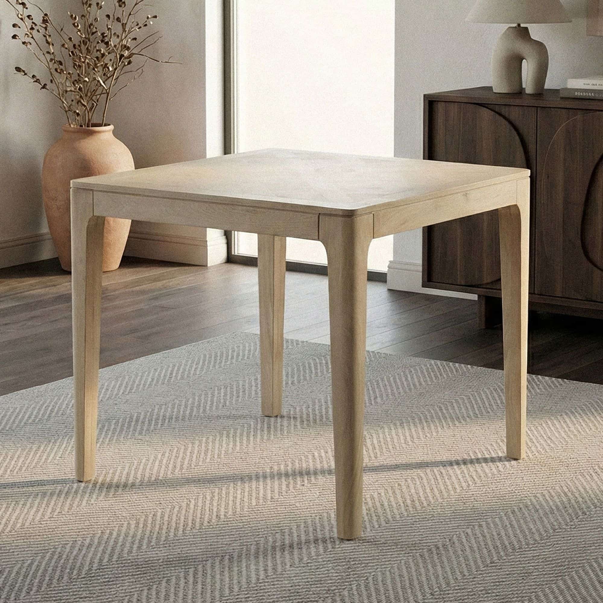 Esstisch Massivholz Mango 80x80 cm white wash - Quadratischer Esszimmertisch Holz - Küchentisch modern für 4 Personen - Stabiler Holztisch - Tisch für Esszimmer Bistrotisch Handmade