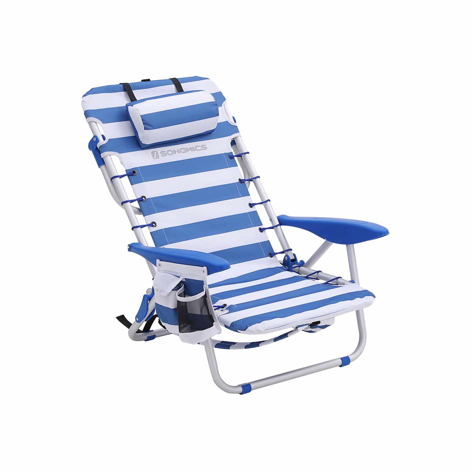 Strandstuhl mit Kissen Blau-Weiß-B34GCB62BU Strandstuhl mit Kissen Blau-Weiß-B34GCB62BU