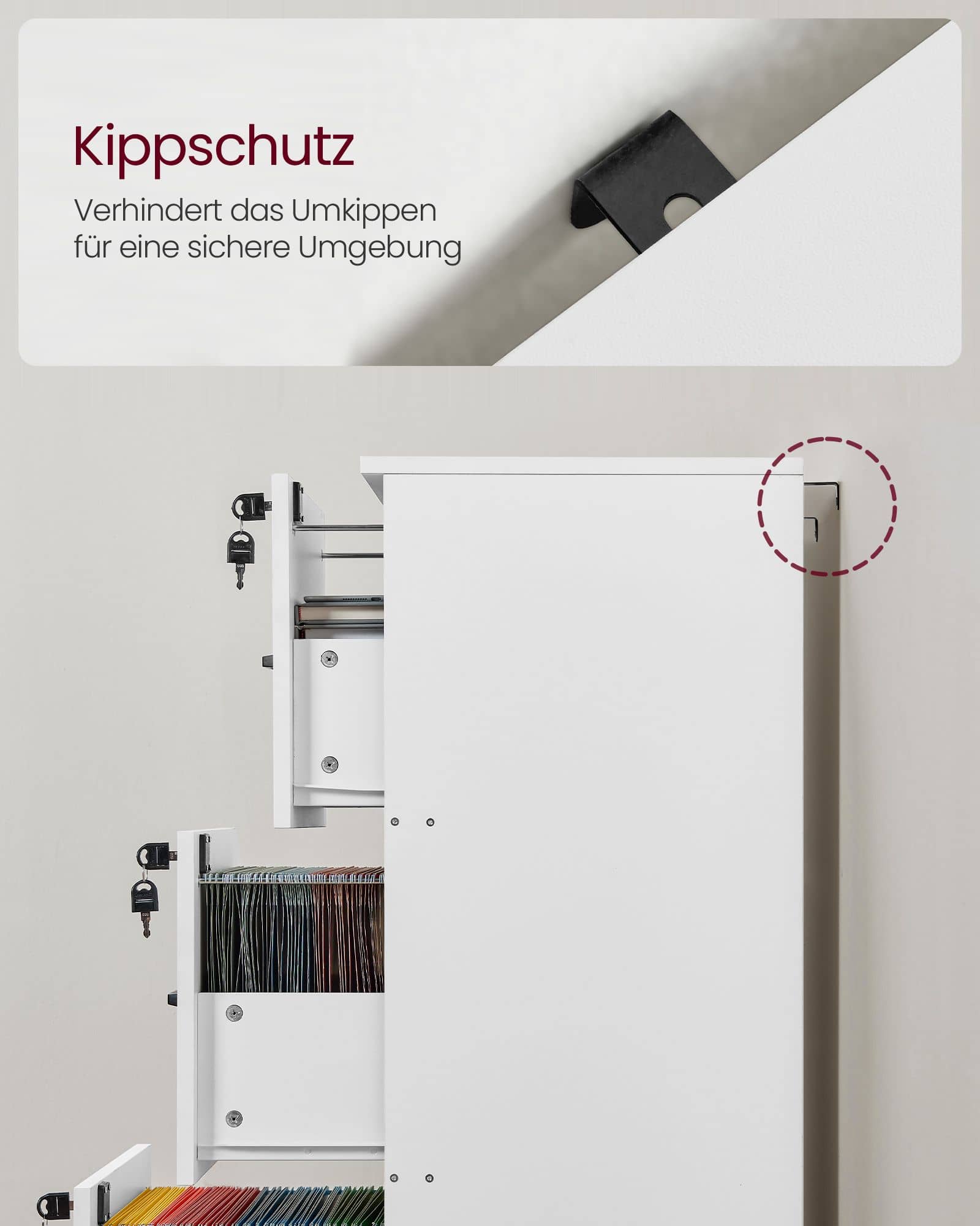 Aktenschrank mit 3 abschließbaren Schubladen wolkenweiß Aktenschrank mit 3 abschließbaren Schubladen wolkenweiß