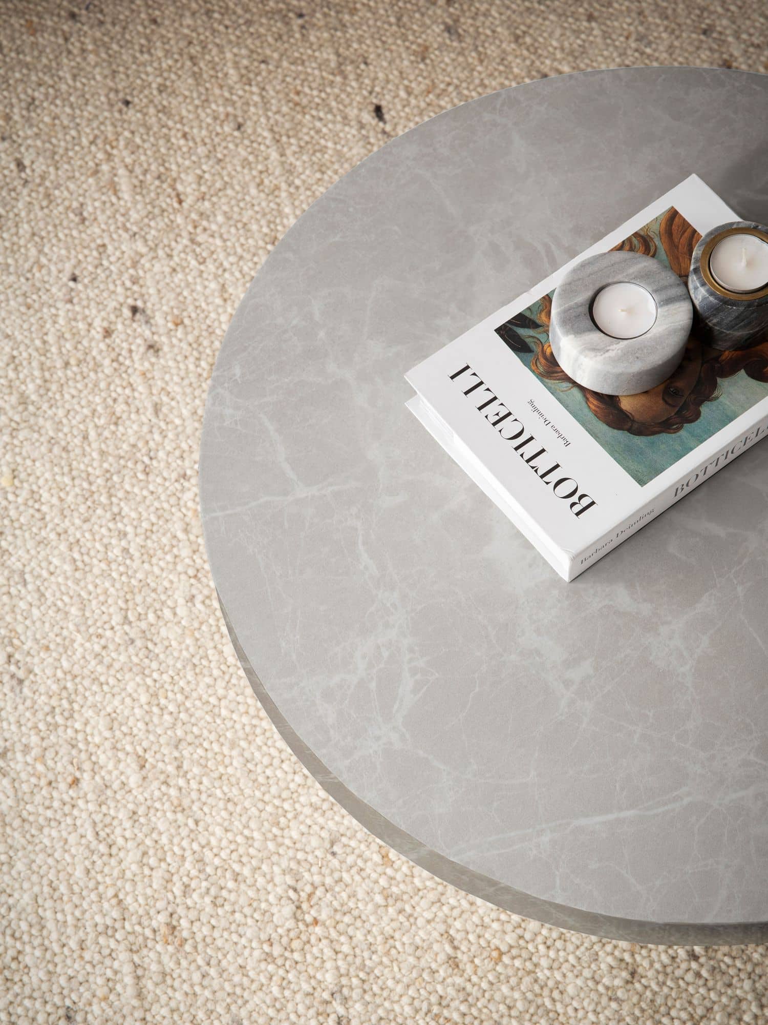 Couchtisch 60x60x30 cm Sandfarben Sofatisch in Stein-Optik Modern