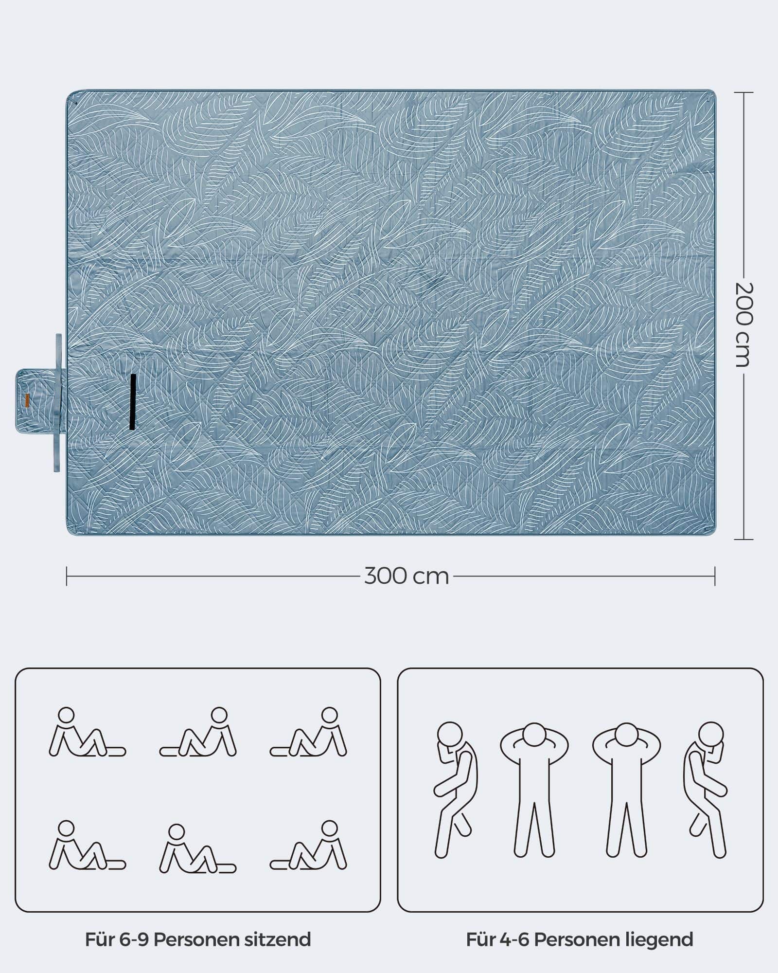 Picknickdecke 300 x 200 cm maschinenwaschbar und faltbar blau-GCM310Q03 Picknickdecke 300 x 200 cm maschinenwaschbar und faltbar blau-GCM310Q03