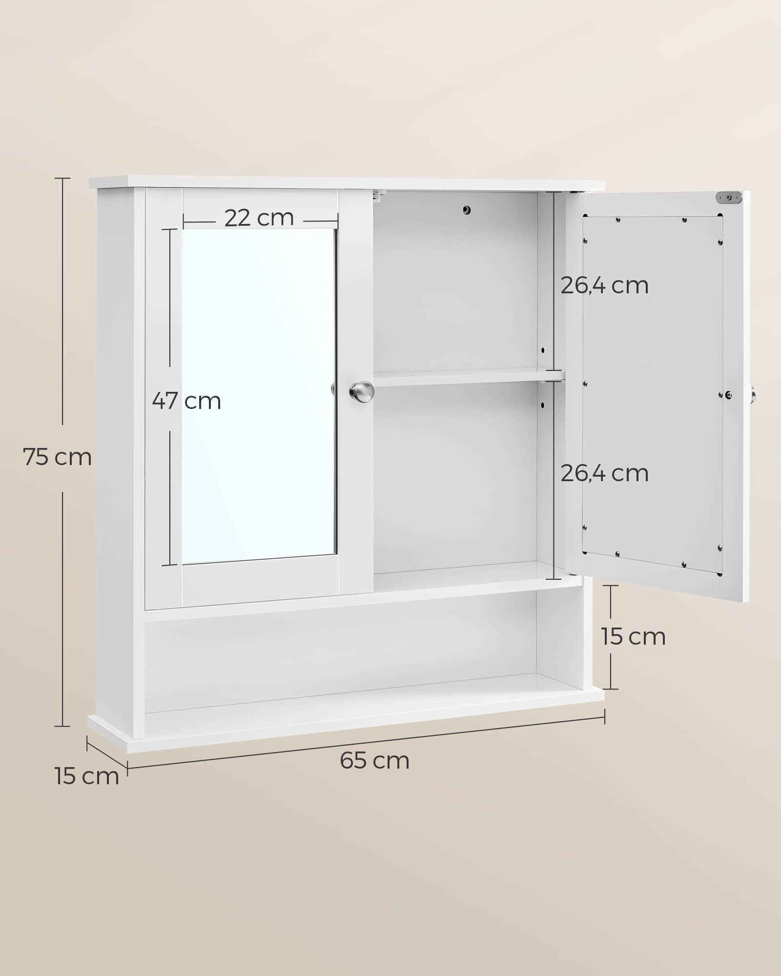 Spiegelschrank mit offenem Fach Wandmontage weiß Spiegelschrank mit offenem Fach Wandmontage weiß