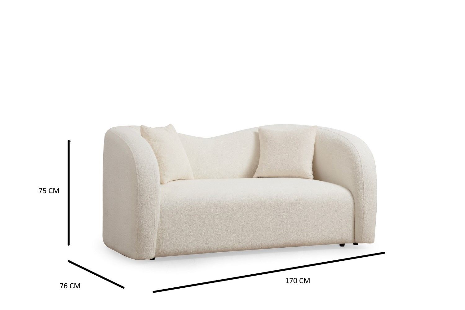 Sofa Asos 2-Sitzer Cream – Mikrofaser Flock