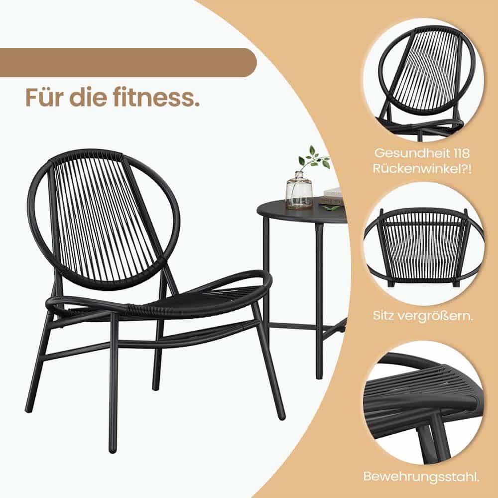 Balkonmöbel 3er Set, Gartenmöbel-Set mit Tisch und 2 Stühlen, PE-Polyrattan Balkonmöbel 3er Set, Gartenmöbel-Set mit Tisch und 2 Stühlen, PE-Polyrattan