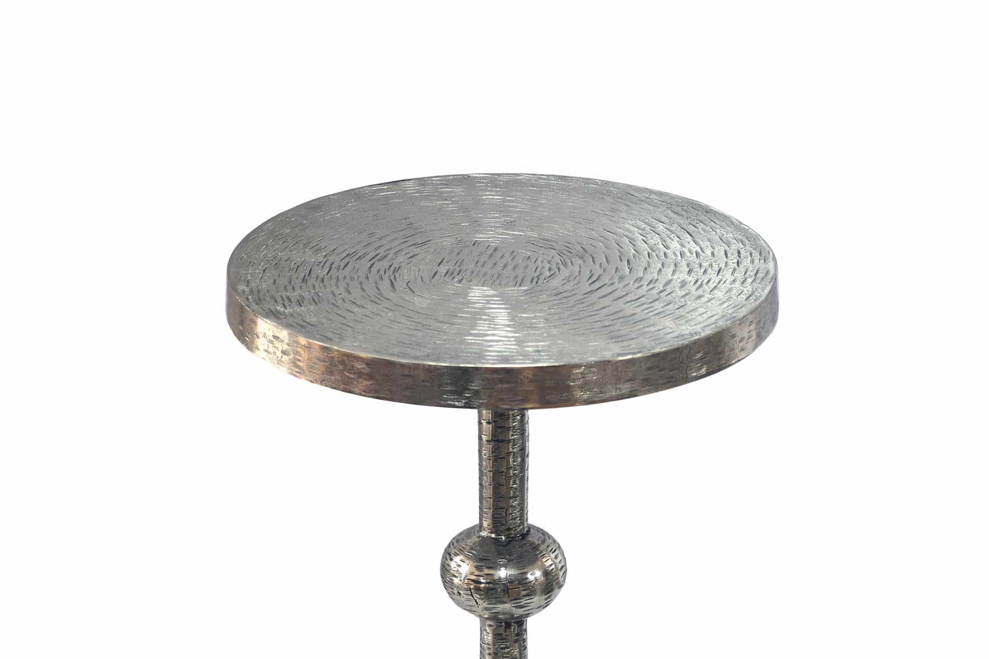 Beistelltisch Aluminium Silber 30cm Runder Anstelltisch Metall - Dekotisch Alu orientalisch - Wohnzimmertisch klein - Design Couchtisch Sofatisch Wohnzimmer Orient Handmade