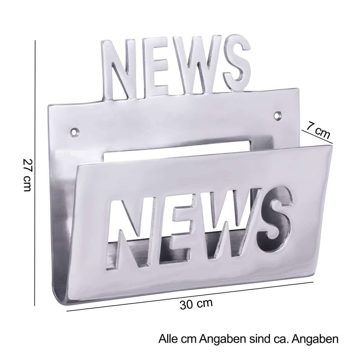 38990-Wohnling-Deko-Prospekthalter-NEWS-fuer-die-_4GZrpLPPbgAYDe Deko Prospekthalter für die Wand Design Zeitungshalter News Zeitschriftenhalter aus Aluminium Farbe Silbe