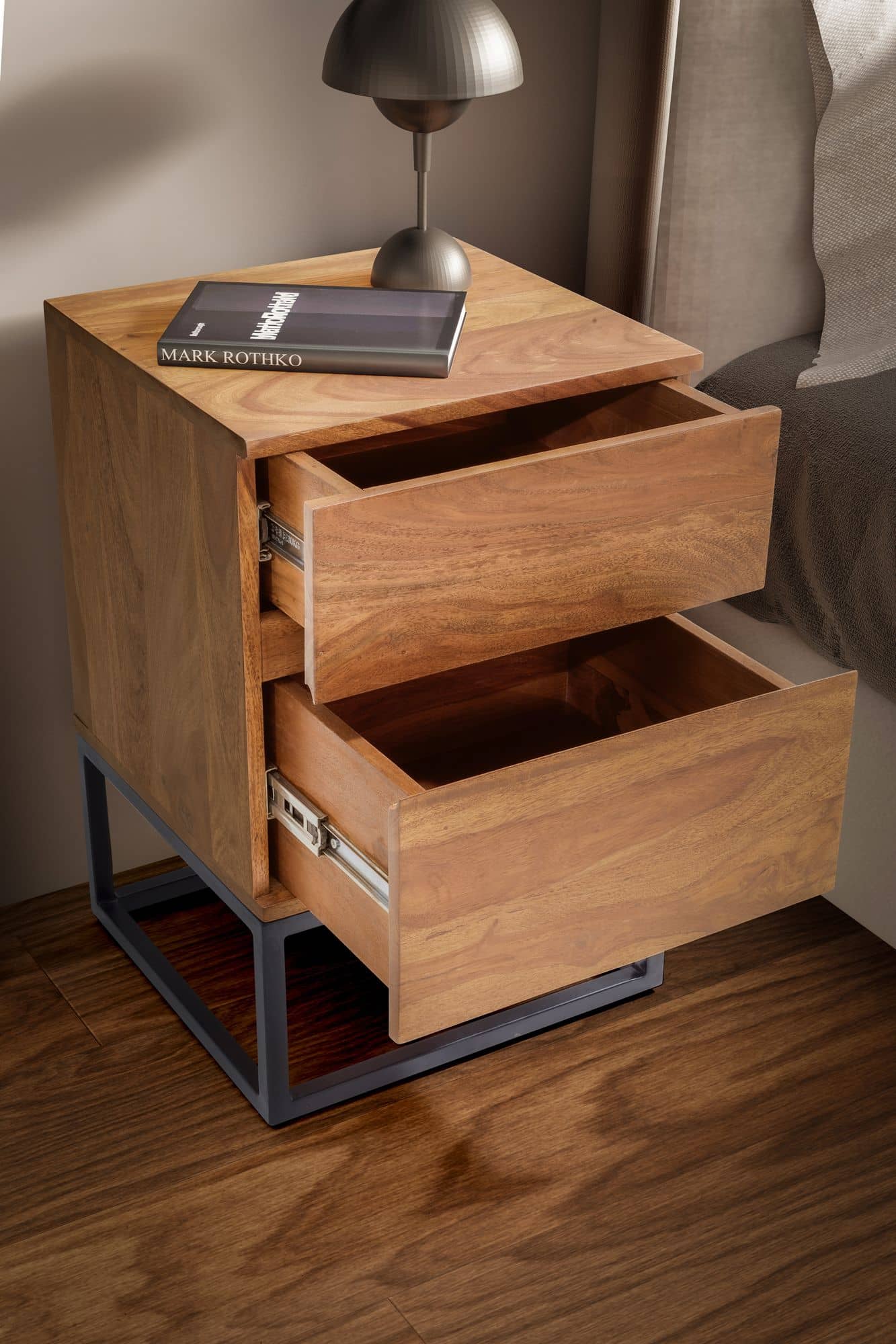 Nachttisch Sheesham Massivholz Metall 40x38x60 cm Nachtschrank Boxspringbett Nachttisch Sheesham Massivholz Metall 40x38x60 cm Nachtschrank Boxspringbett