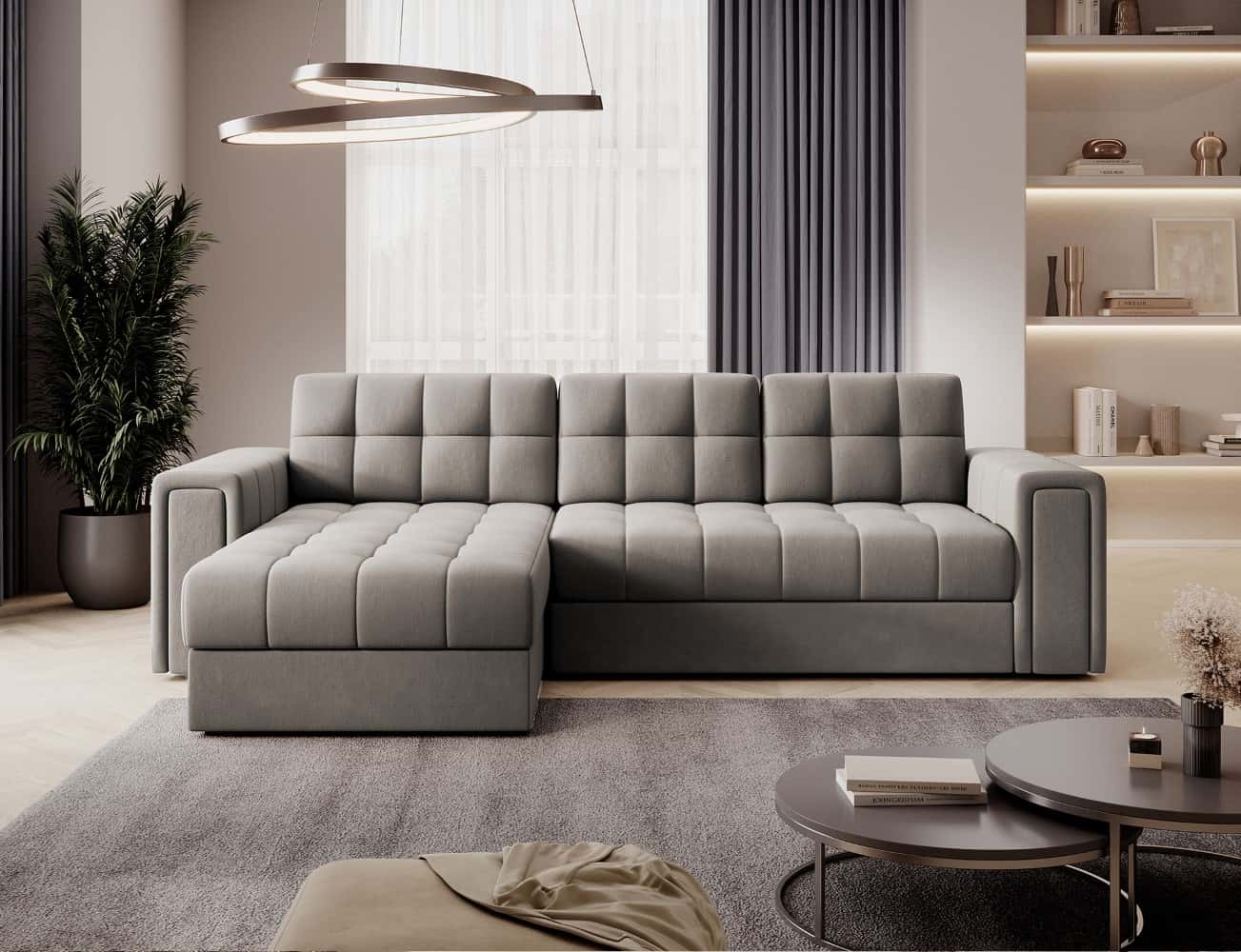 Ecksofa Blenvi mit Schlaffunktion & Bettkasten | Sola | Eltap | beidseitig montierbar