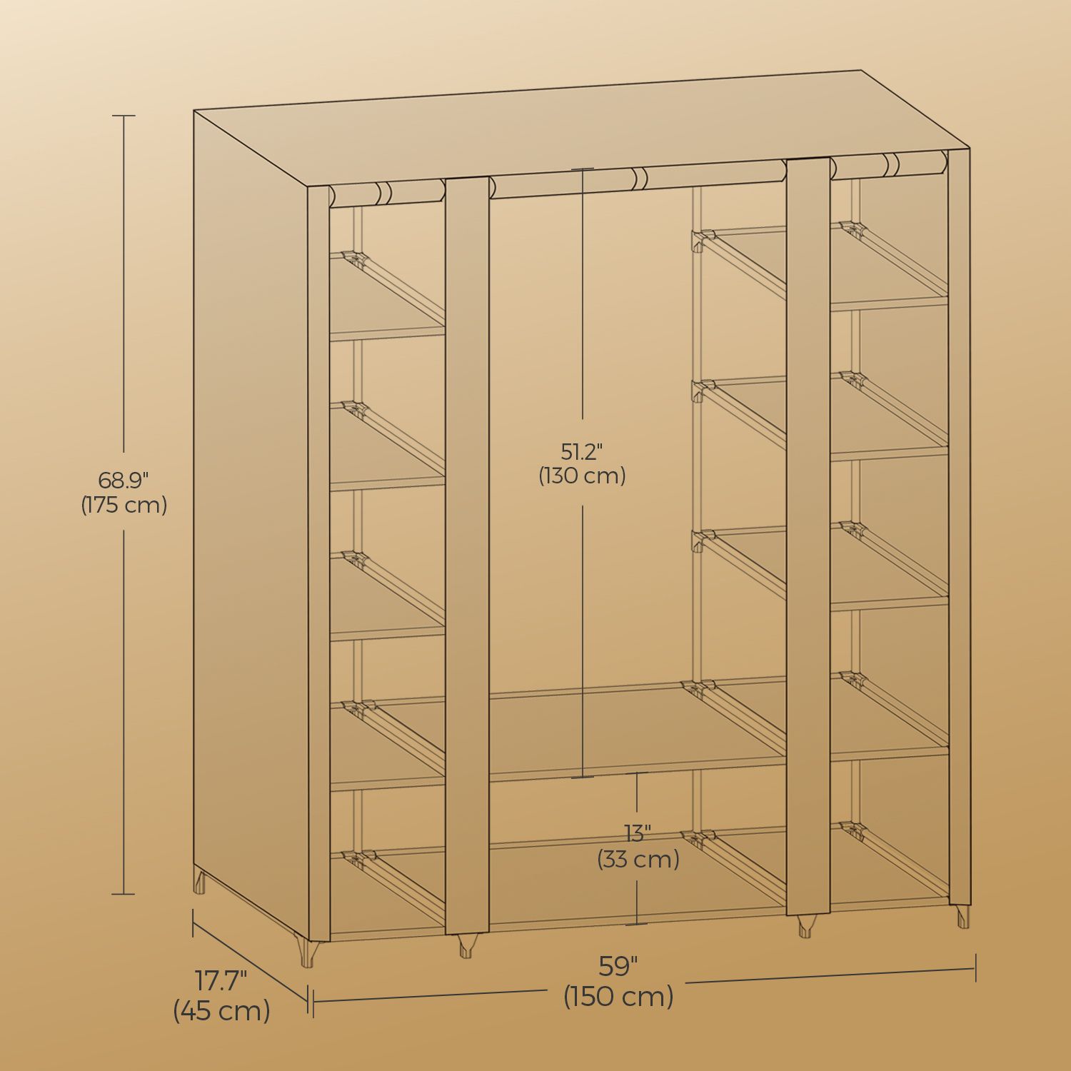 Kleiderschrank, Stoffschrank, mit Überzug aus Vliesstoff