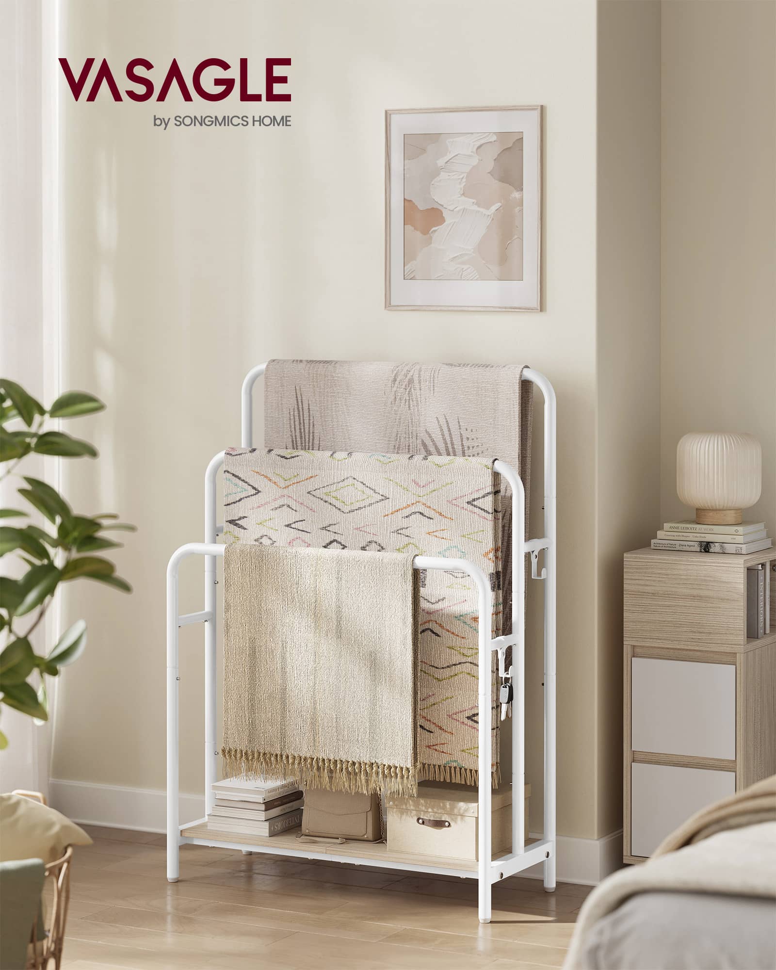 Handtuchhalter mit 3 Stangen wolkenweiß-naturbeige