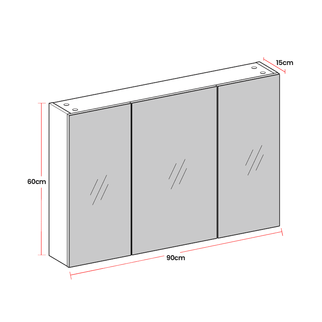 Spiegelschrank, Badezimmerschrank, Aufbewahrungsschrank mit 3 Türen Spiegelschrank, Badezimmerschrank, Aufbewahrungsschrank mit 3 Türen