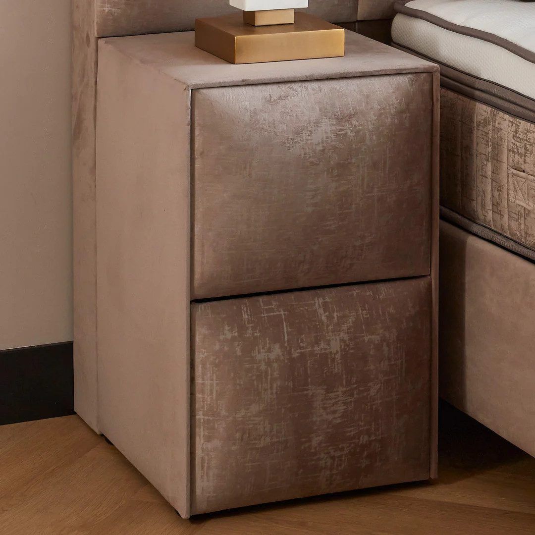 Boxspringbett Calisto Beige – ABC Bedding mit Stauraum & Samtbezug Boxspringbett Calisto Beige – ABC Bedding mit Stauraum & Samtbezug