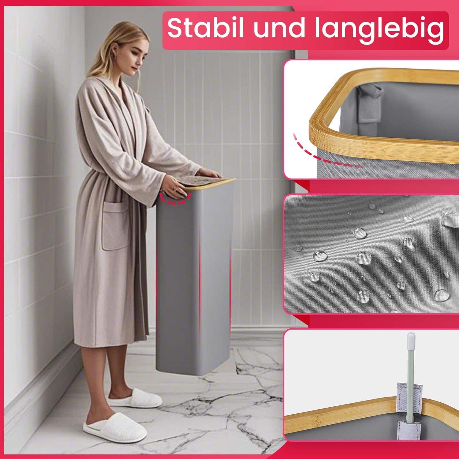 Wäschekorb, Wäschesammler mit Deckel, 65 L Wäschekorb, Wäschesammler mit Deckel, 65 L