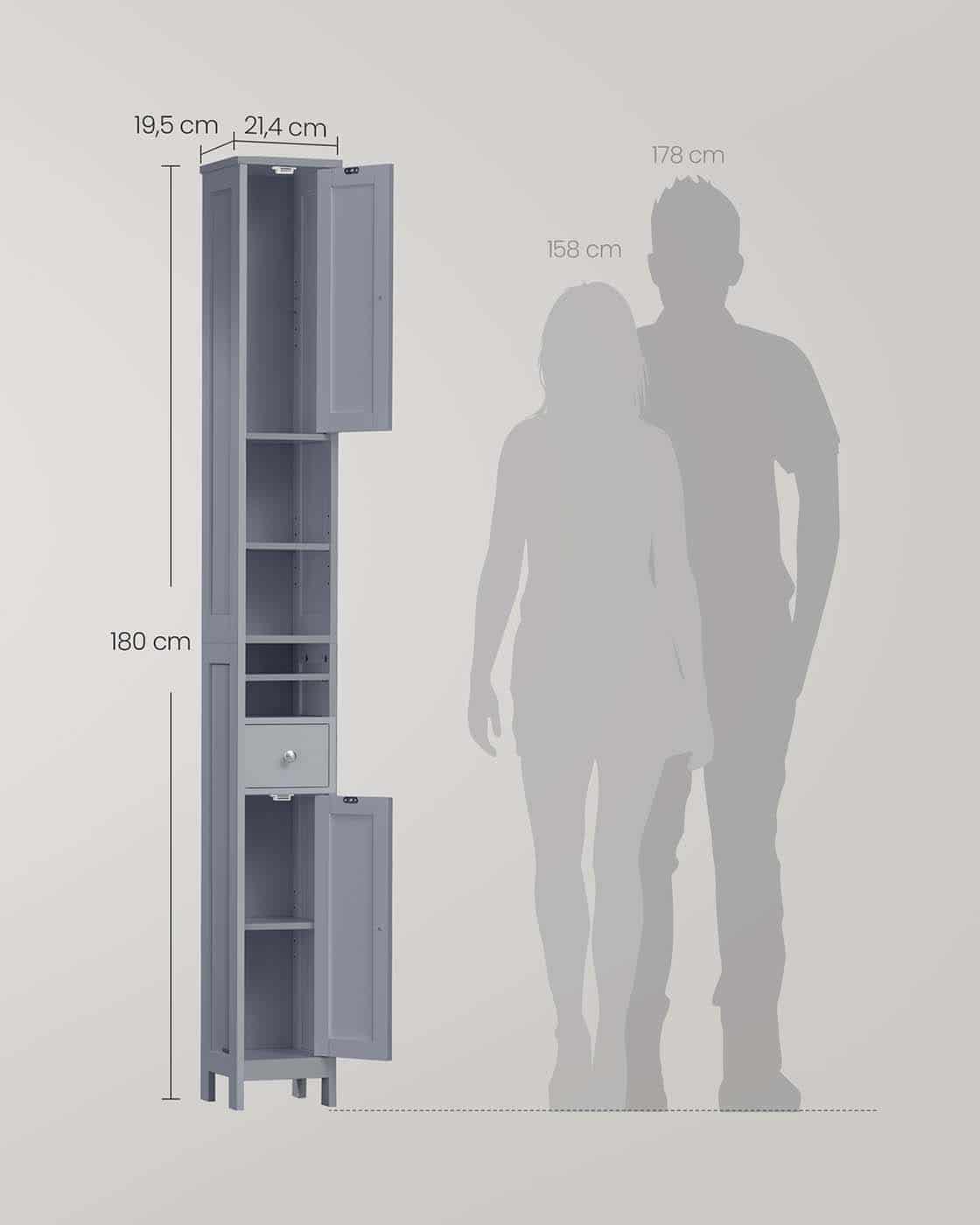 Badschrank mit verstellbaren Ablagen und offenen Badschrank mit verstellbaren Ablagen und offenen