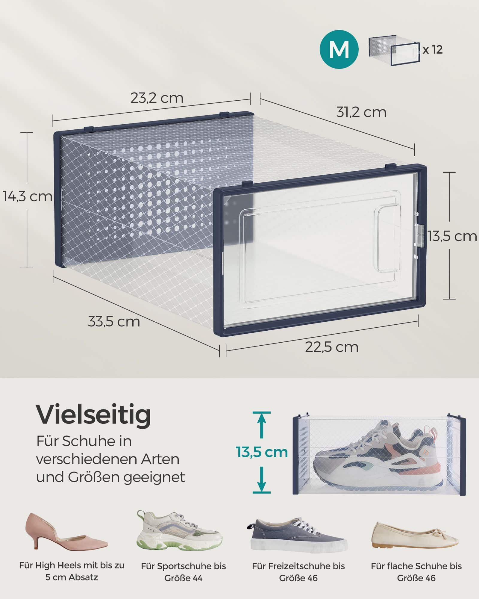 Schuhboxen 12er Set transparent-anthrazitblau-LSP12SB30 Schuhboxen 12er Set transparent-anthrazitblau-LSP12SB30
