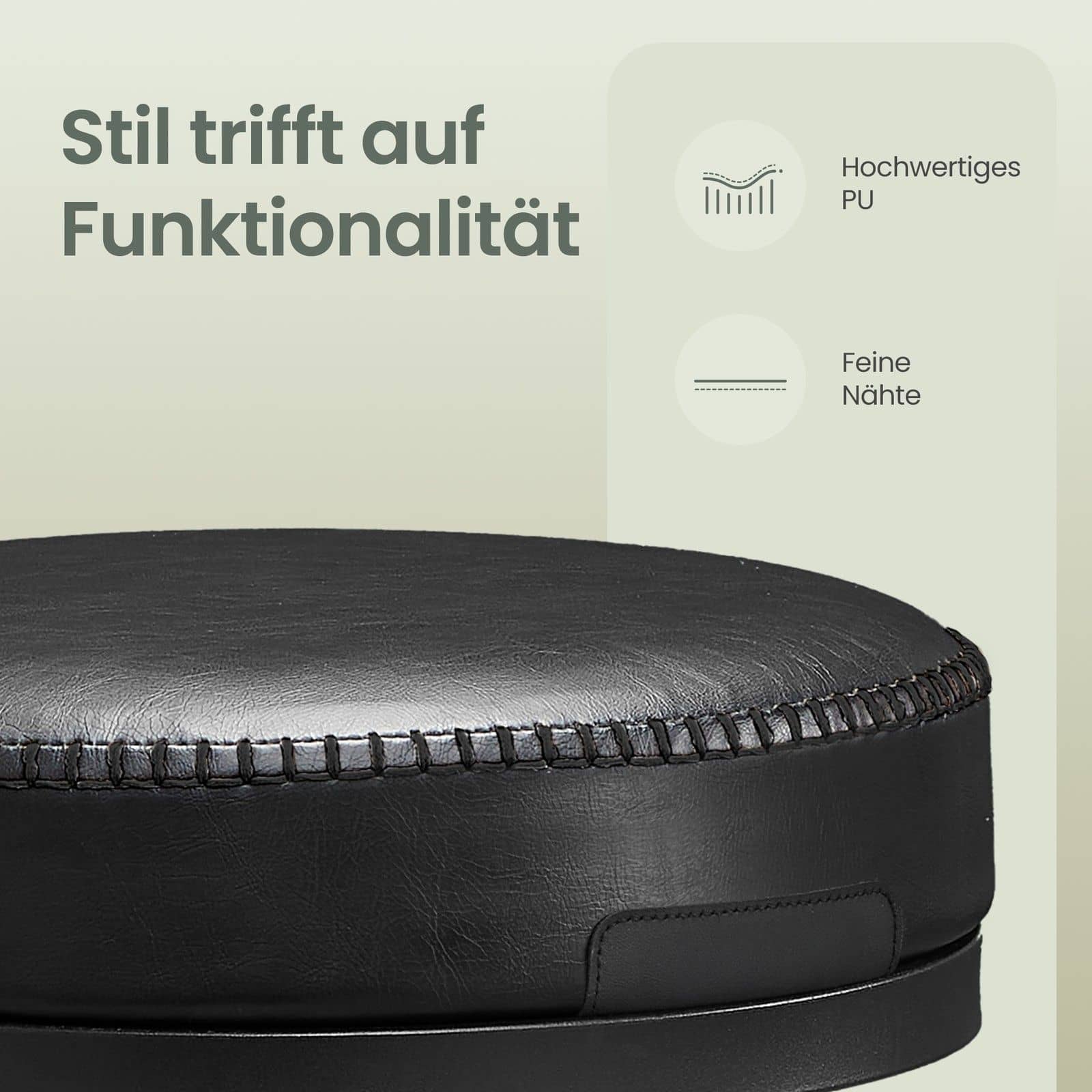 Barhocker 2er Set, hohe Drehhocker mit Rückenlehne, Kunstleder