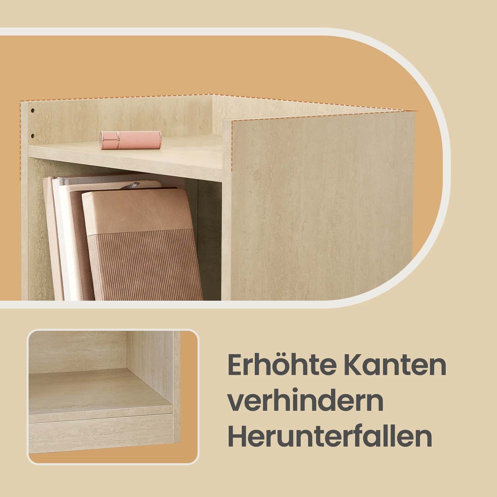 Beistelltisch mit flexibler Ablage, Nachtschrank mit offenen Fächern, für Wohnzimmer Beistelltisch mit flexibler Ablage, Nachtschrank mit offenen Fächern, für Wohnzimmer