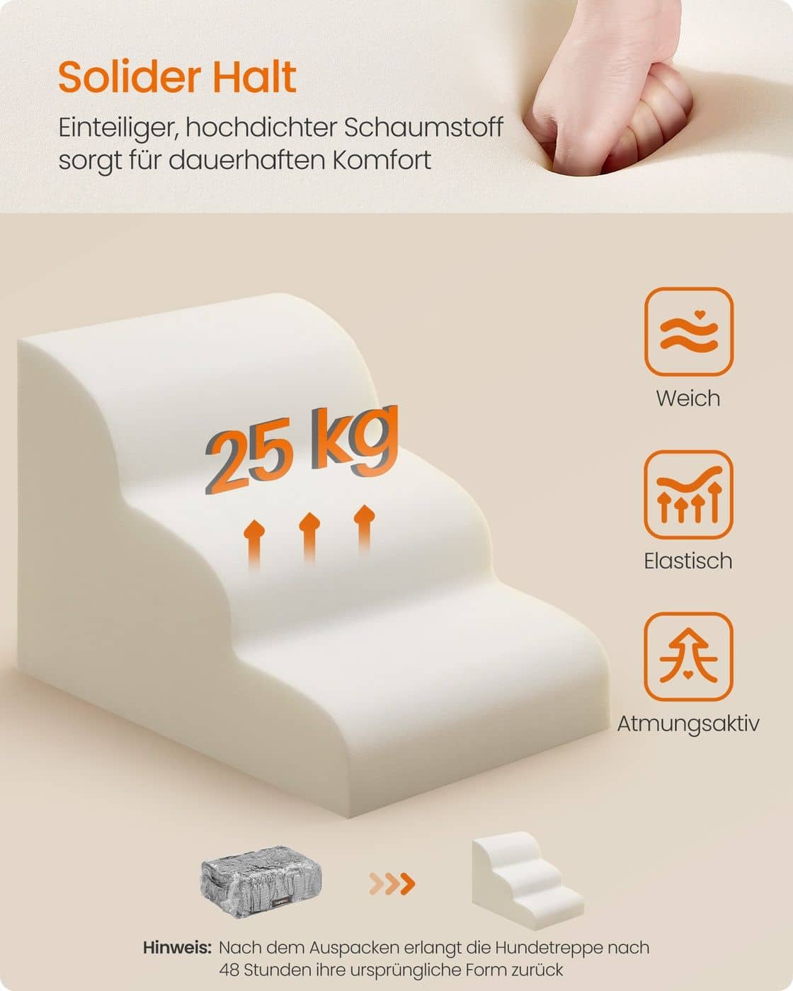 Hundetreppe mit rutschfestem Bezug und 3 Stufen Hundetreppe mit rutschfestem Bezug und 3 Stufen