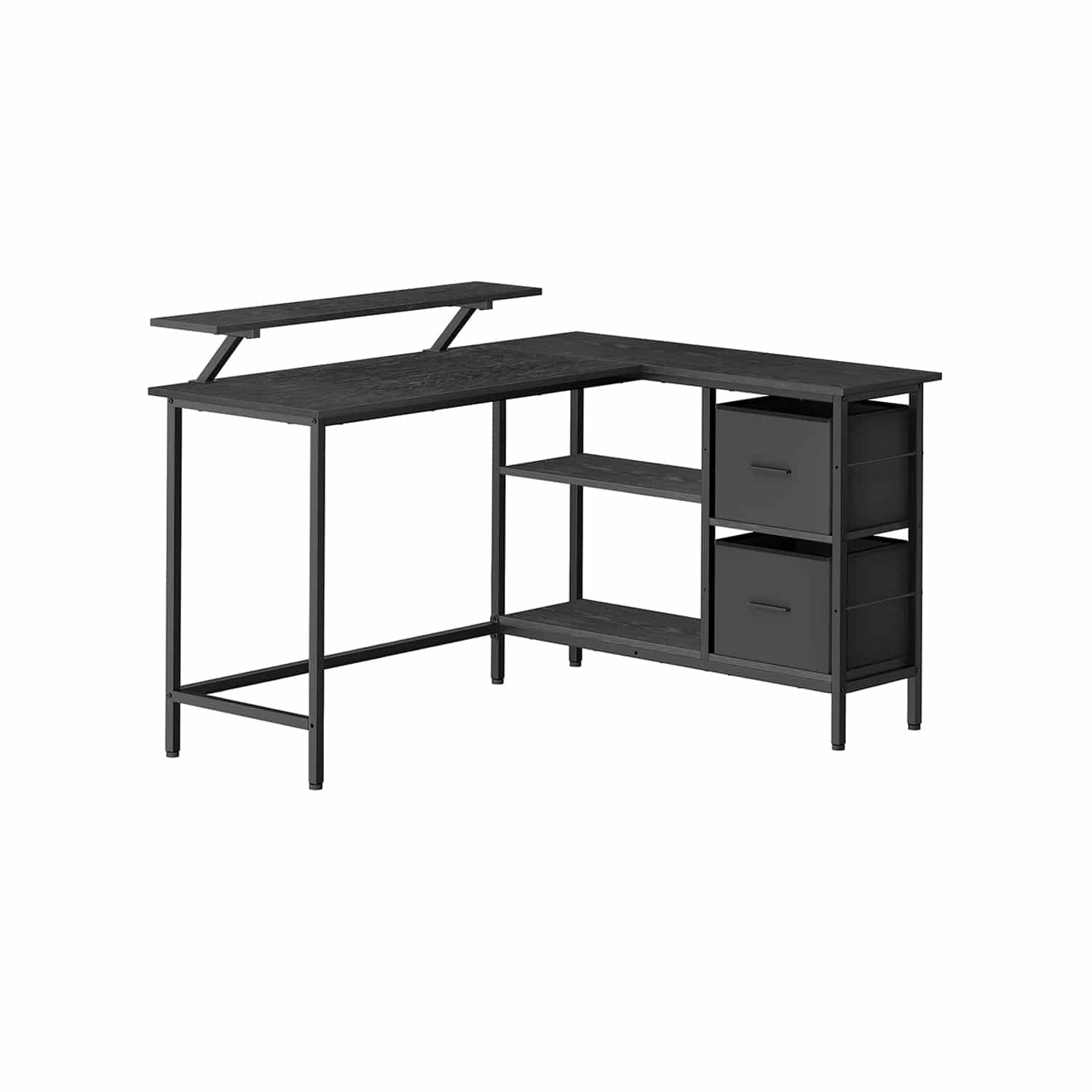 L-förmiger Schreibtisch mit 2 Schubladen 135 x 105 cm schwarz L-förmiger Schreibtisch mit 2 Schubladen 135 x 105 cm schwarz
