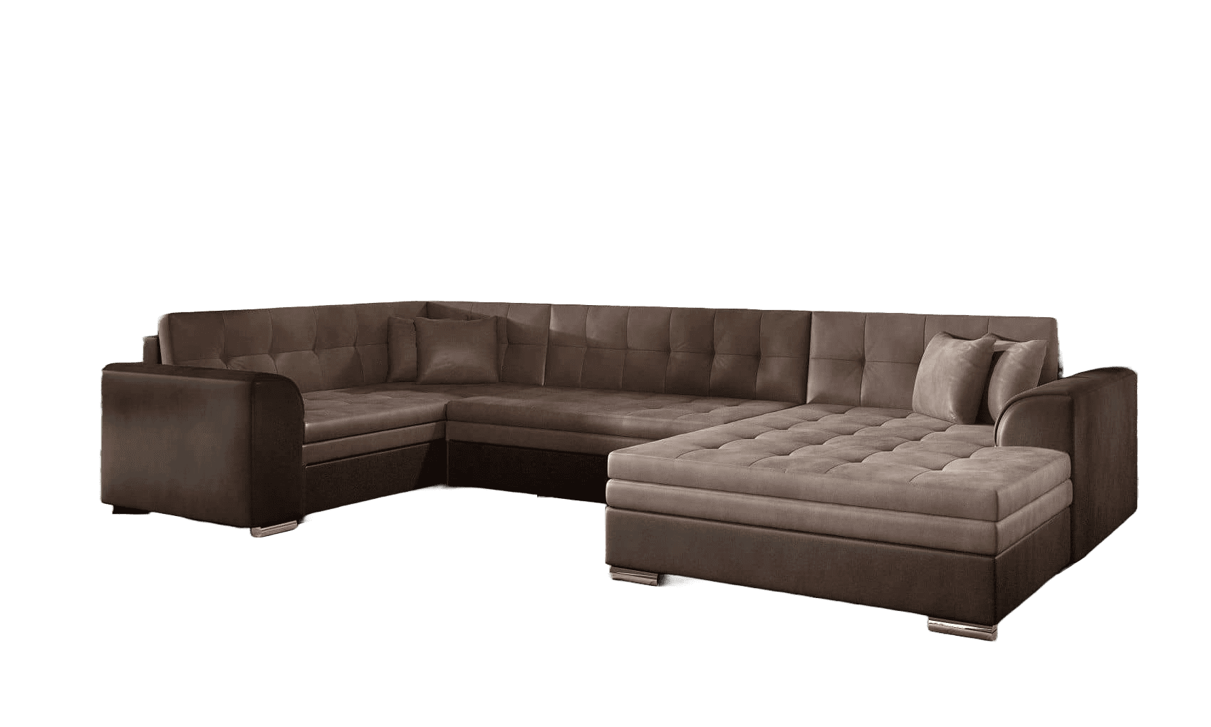 U-Sofa Damario mit Schlaffunktion Monolith 09 Braun