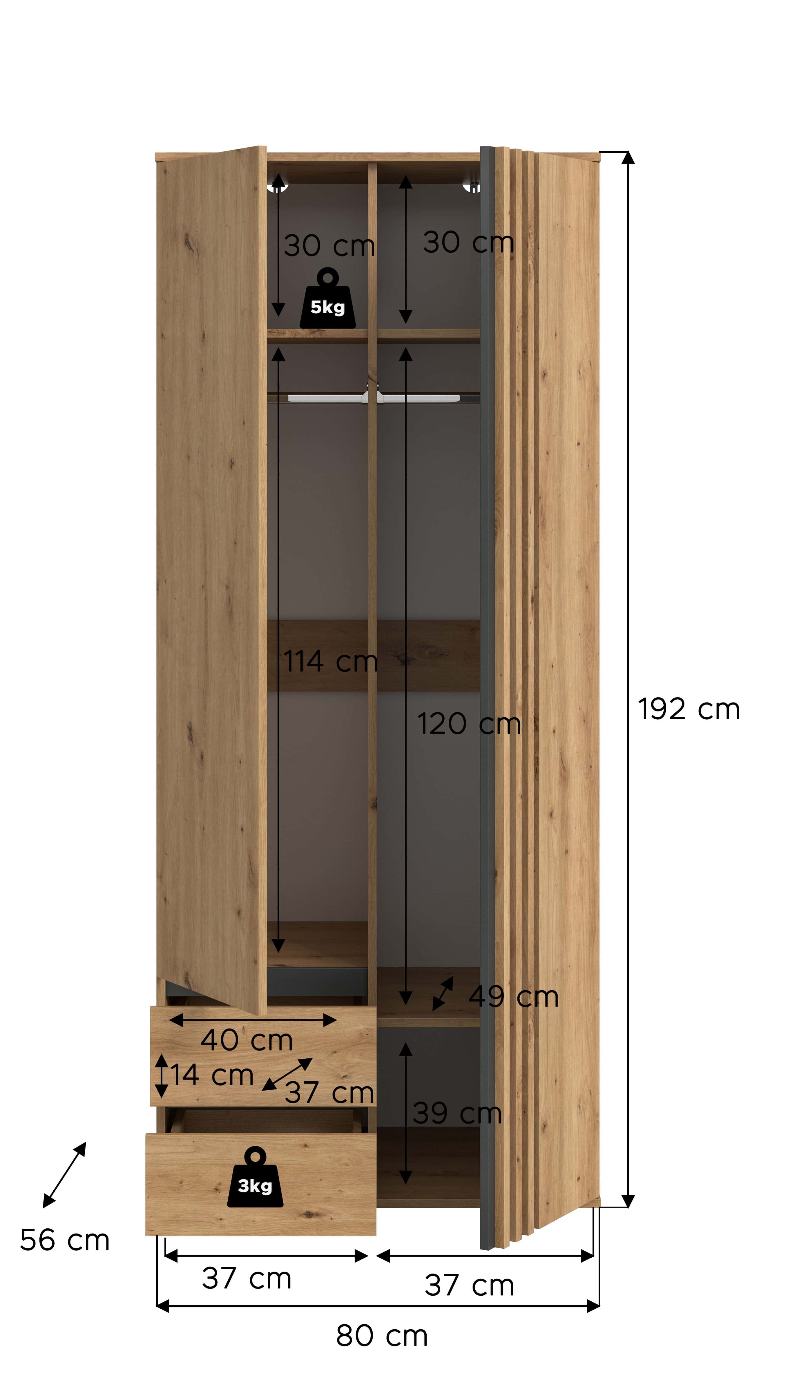 Tofta Kleiderschrank 2-türig
