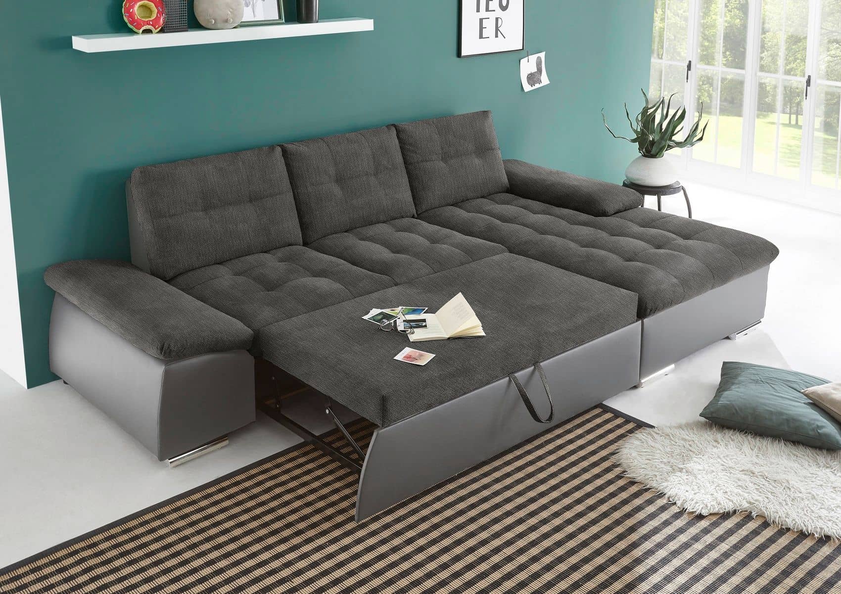 Ecksofa Jakarta Dunkelgrau | Lawa – Modernes Sofa mit Schlaffunktion & verstellbaren Armlehnen Ecksofa Jakarta Dunkelgrau | Lawa – Modernes Sofa mit Schlaffunktion & verstellbaren Armlehnen