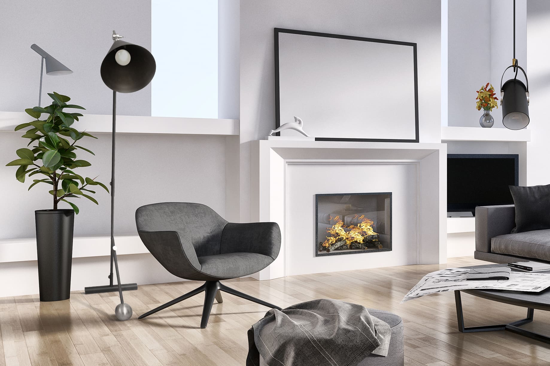 Stehlampe Celeste 225 Schwarz / Silber