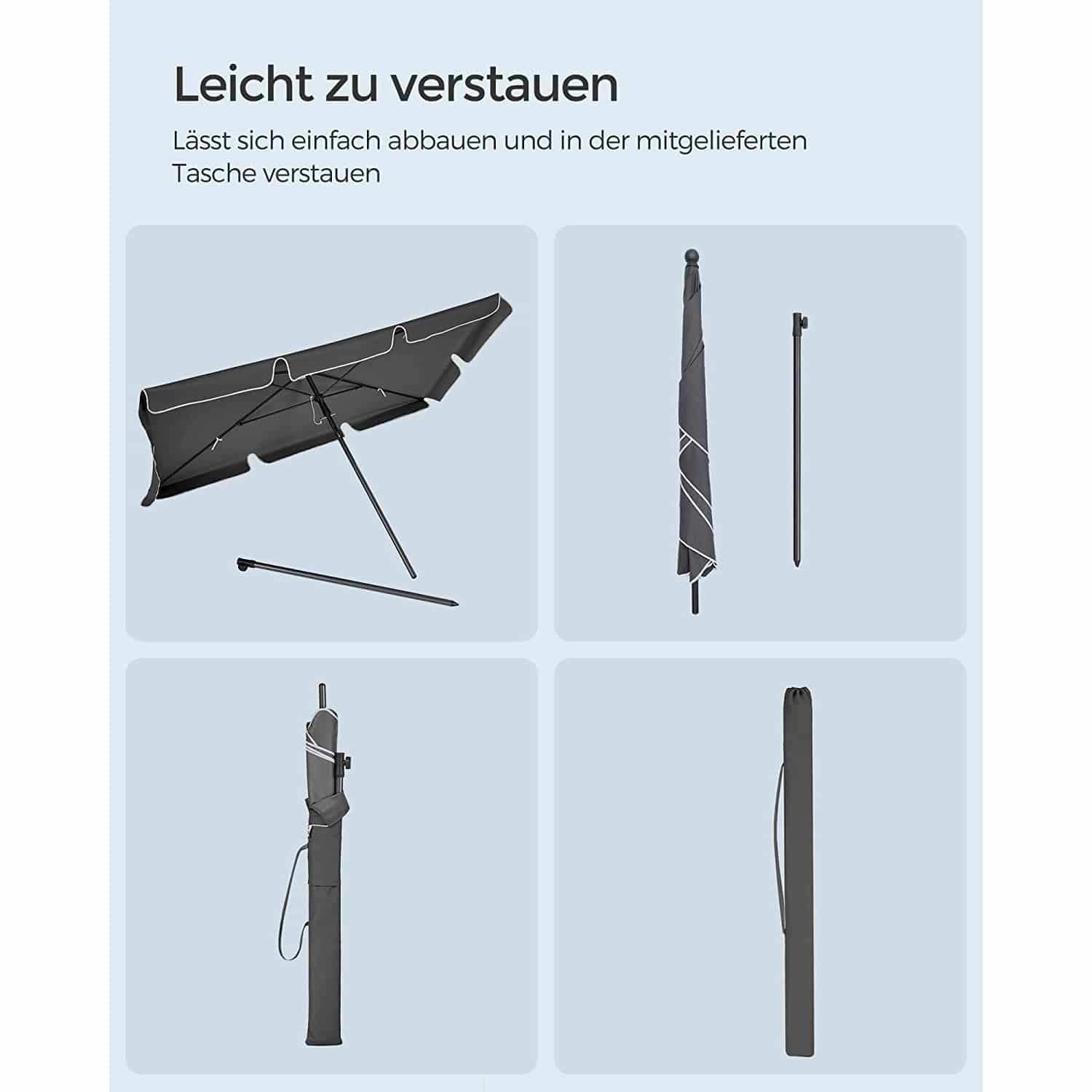 Sonnenschirm 230 x 150 cm höhenverstellbar grau-B34GPU044G01 Sonnenschirm 230 x 150 cm höhenverstellbar grau-B34GPU044G01