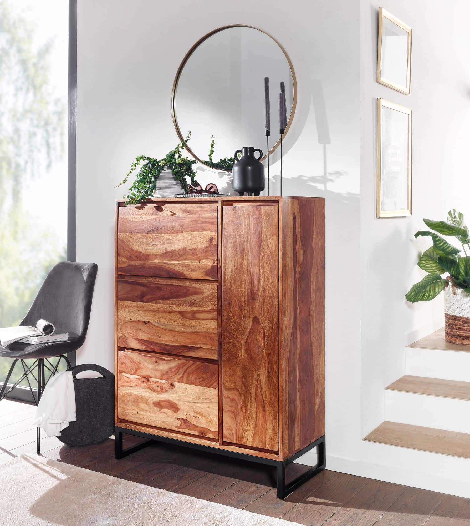 Schuhschrank Sheesham Massivholz 88x120x40 cm Schuhregal Geschlossen Schuhschrank Sheesham Massivholz 88x120x40 cm Schuhregal Geschlossen