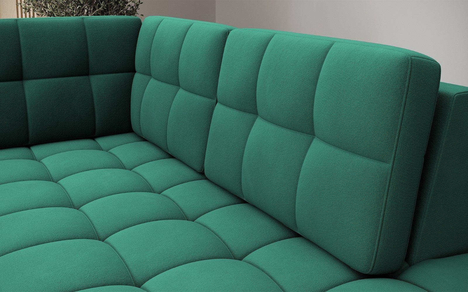 Wohnlandschaft Blewett Dunkelgrün Lukso mit Schlaffunktion